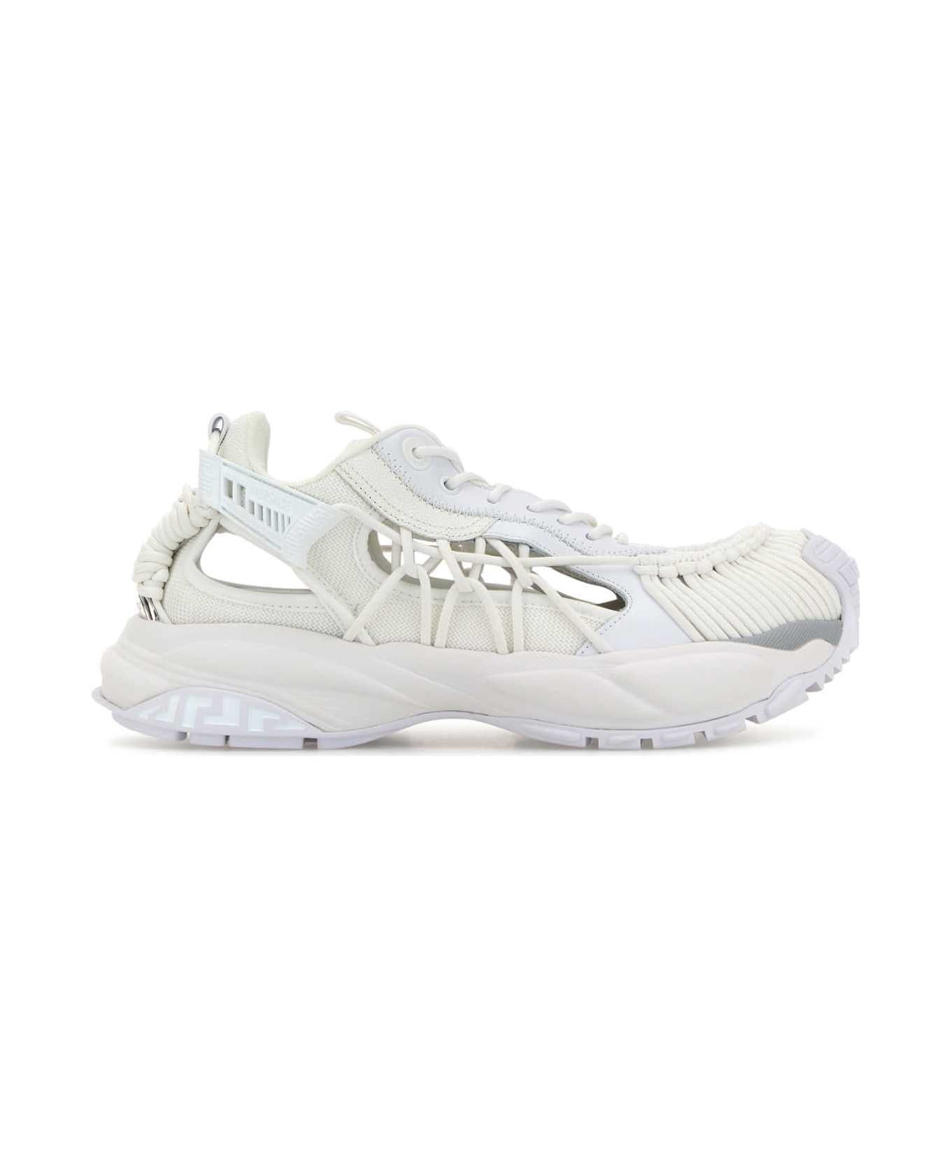 Versace White Leather And Fabric Mercury M_vs_01 Sneakers - WHITE