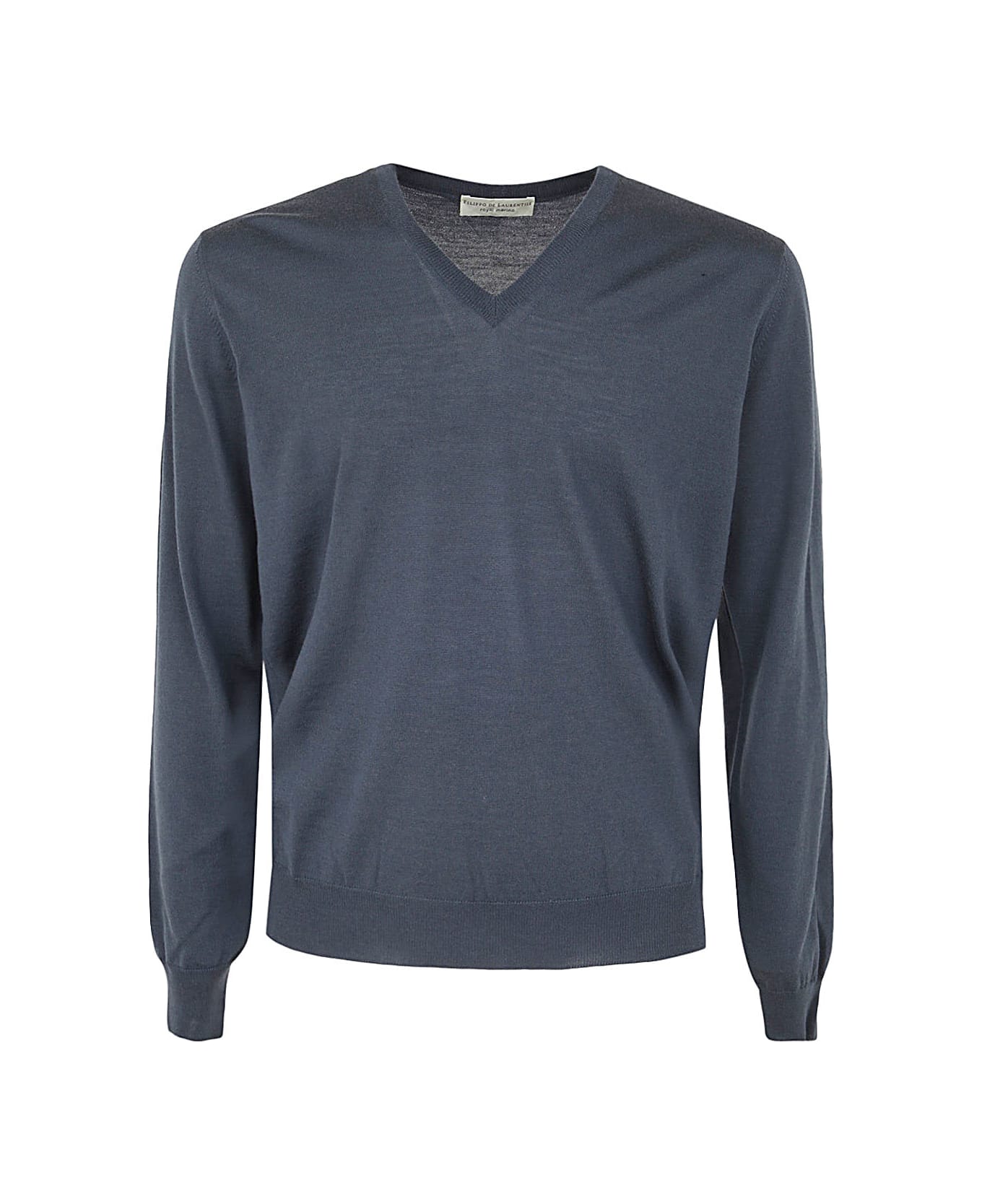 Filippo De Laurentiis Royal Merino Long Sleeves V Neck Sweater - Blue