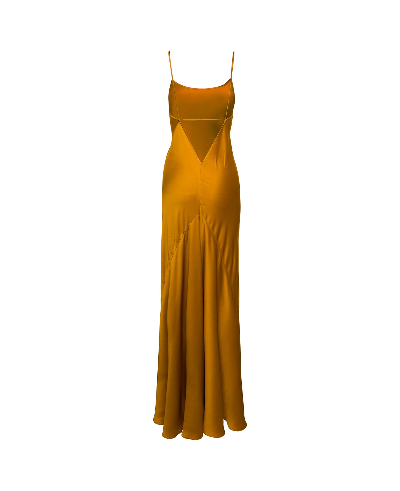 Victoria Beckham Maxi Orange Slip Dress In Fluid Acetate Blend Woman - Orange ワンピース＆ドレス