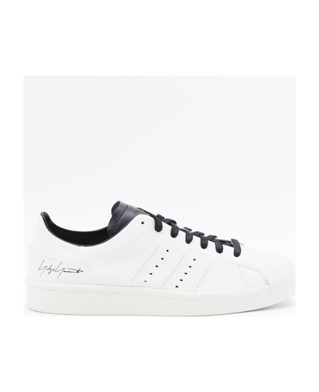 Y-3 White Leathe Y-3 Superstar Sneakers - ORBIT GREY/ORBIT GREY/BLACK