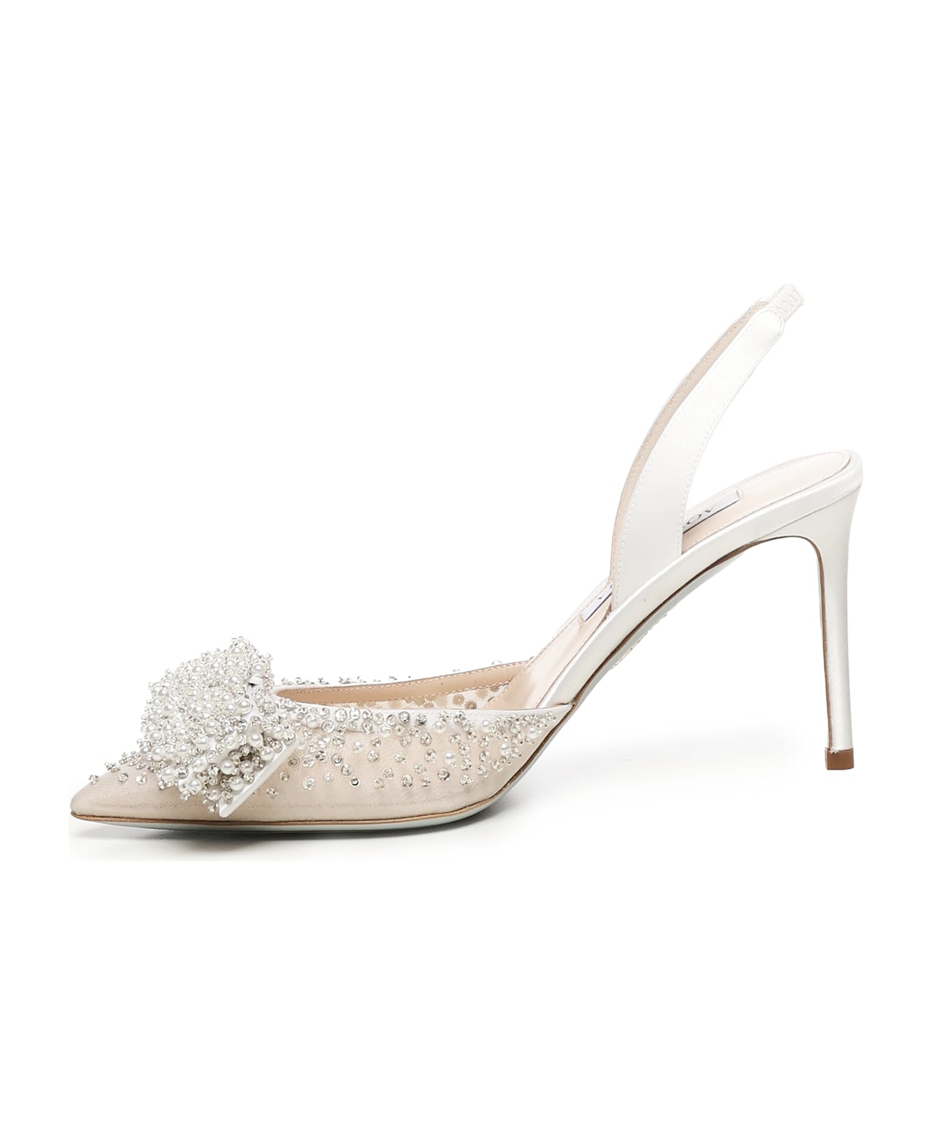 Aquazzura Melodie Slingbacks With Pearls And Crystals - White