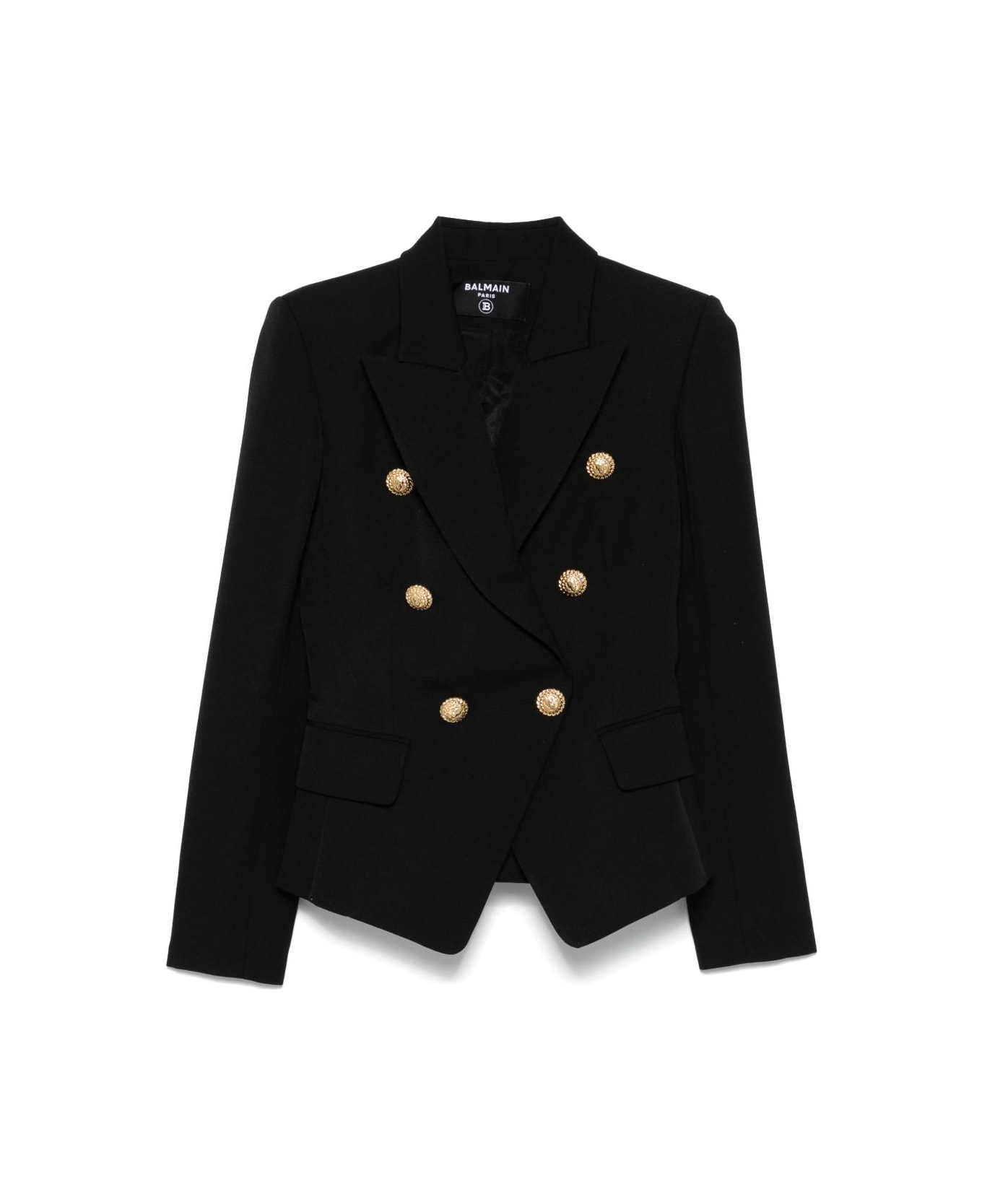 Balmain Wool Double-breasted Jacket - Black