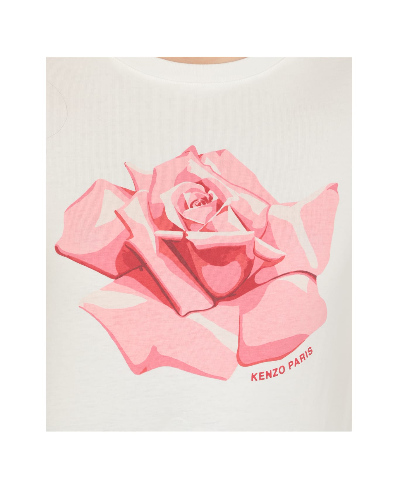 Kenzo Rose Printed Crewneck T-shirt - White