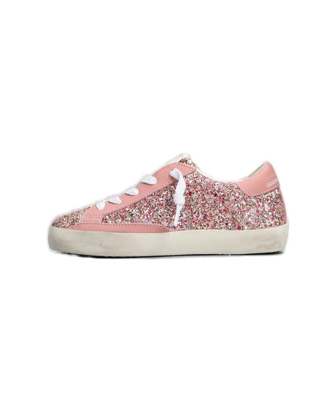 Golden Goose Glitter-detailed Lace-up Sneakers - MULTICOLOR/ASH ROSE