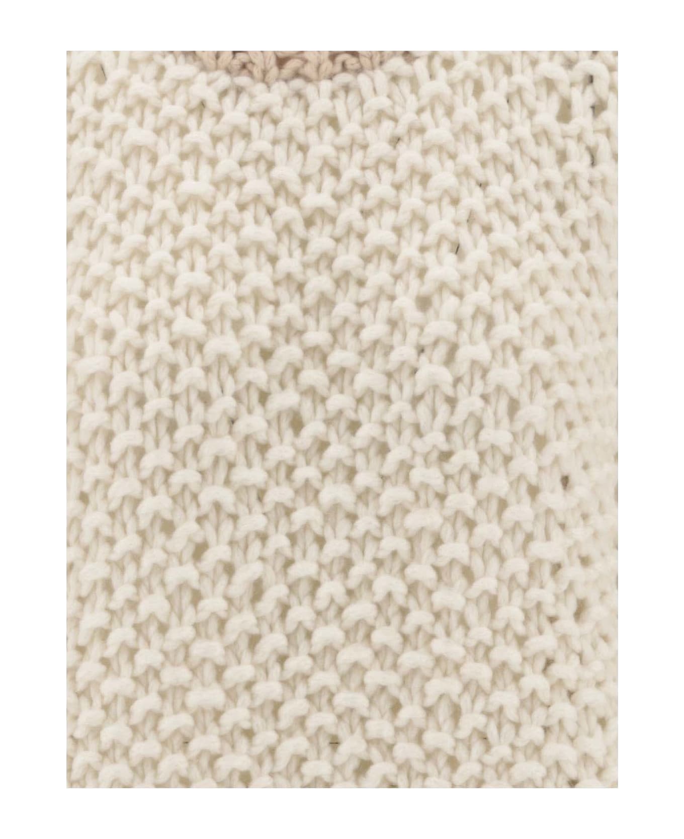 Evyinit Merino Wool Blend Sweater With Contrasting Edges - Ivory