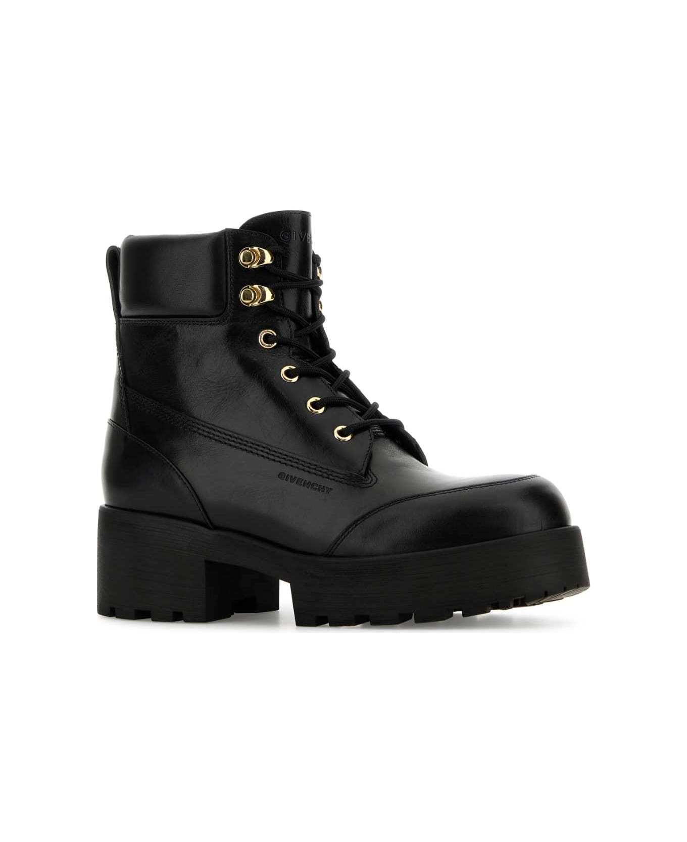 Givenchy Black Leather Trekker Ankle Boots - BLACK