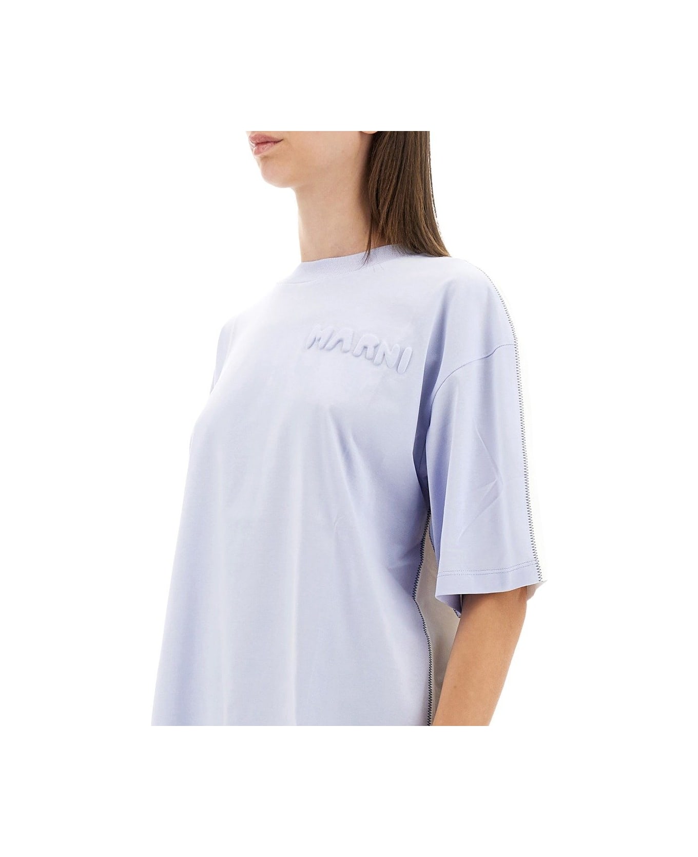 Marni Logo Embossed Crewneck T-shirt - Bianco