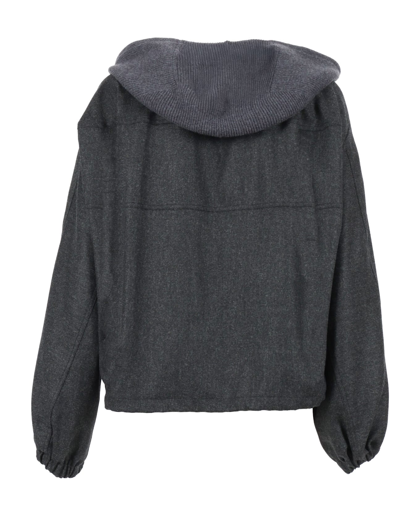 Fabiana Filippi Flannel Wide Bomber With Pepita Detail - GREY