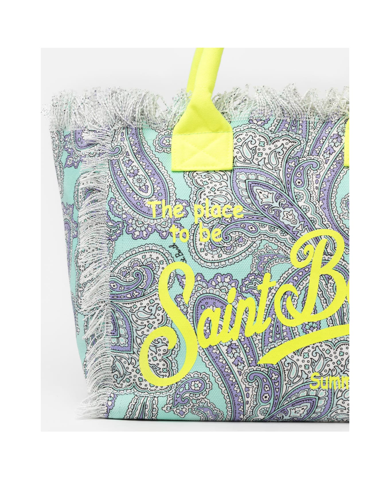 MC2 Saint Barth Cotton Canvas Tote Bag With Paisley Print - GREEN