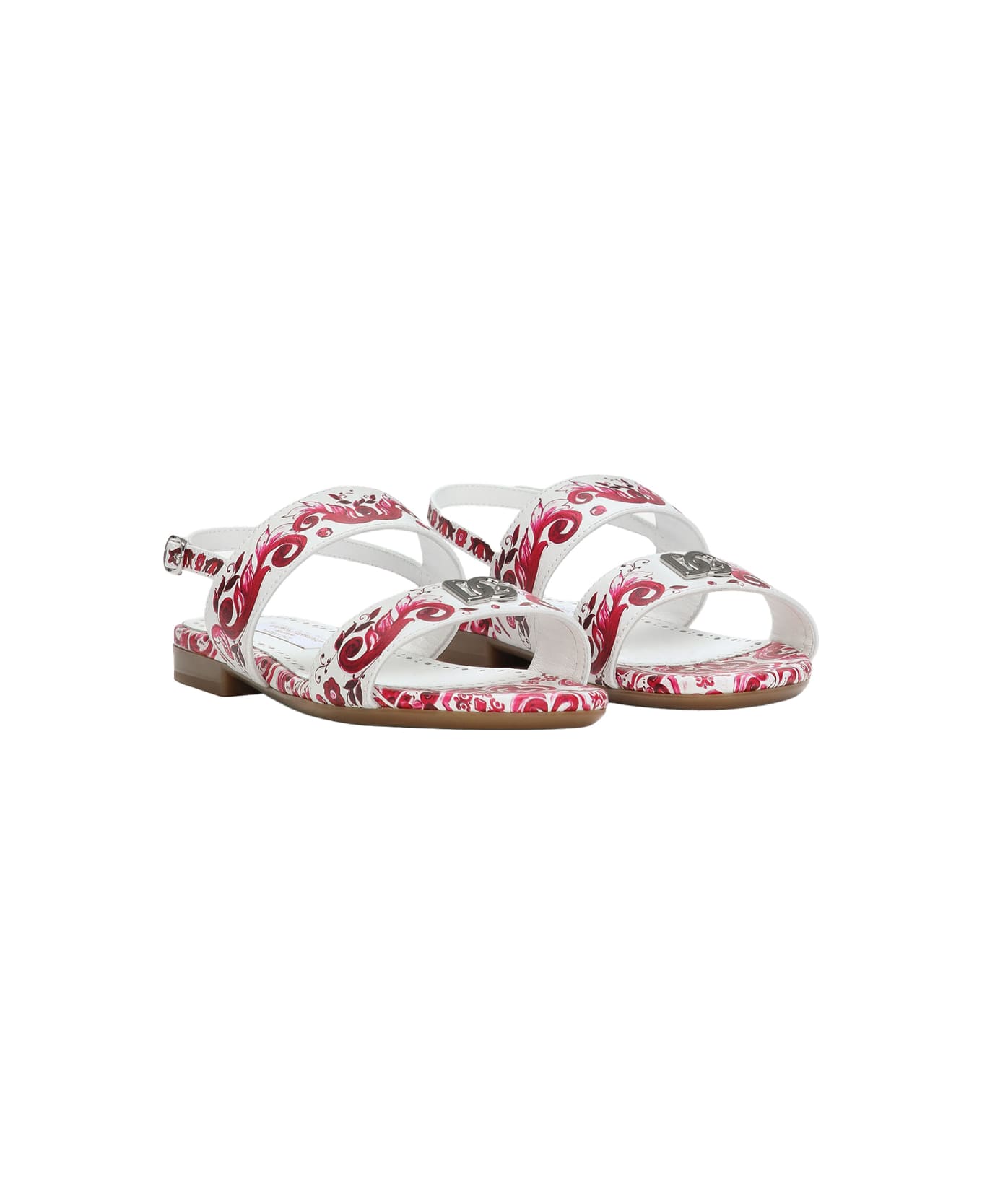 Dolce & Gabbana Sandal With Fuchsia Majolica Print - Pink シューズ