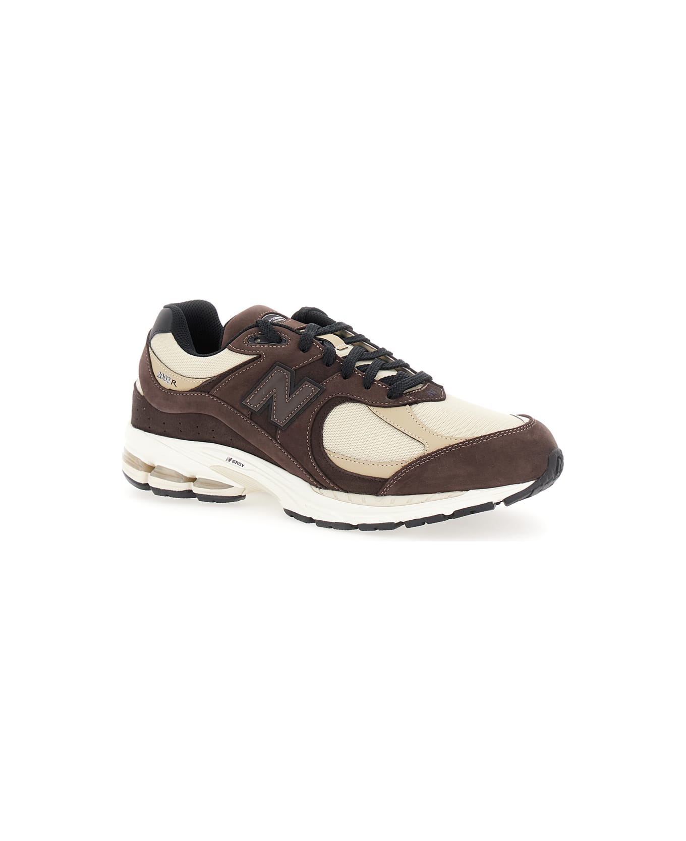 New Balance '2002' Brown And Beige Low Top Sneakers With Logo Detail In Suede And Fabric Man - Brown