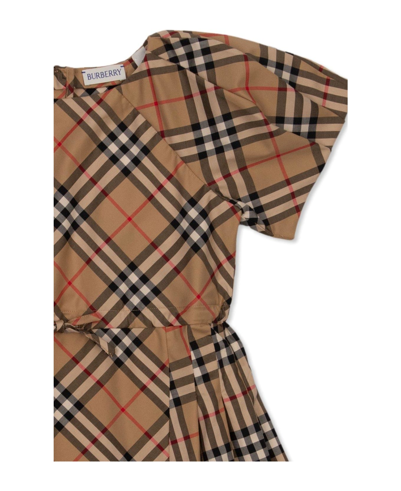 Burberry Checked Short-sleeved Dress - Archive beige ip chk ジャンプスーツ
