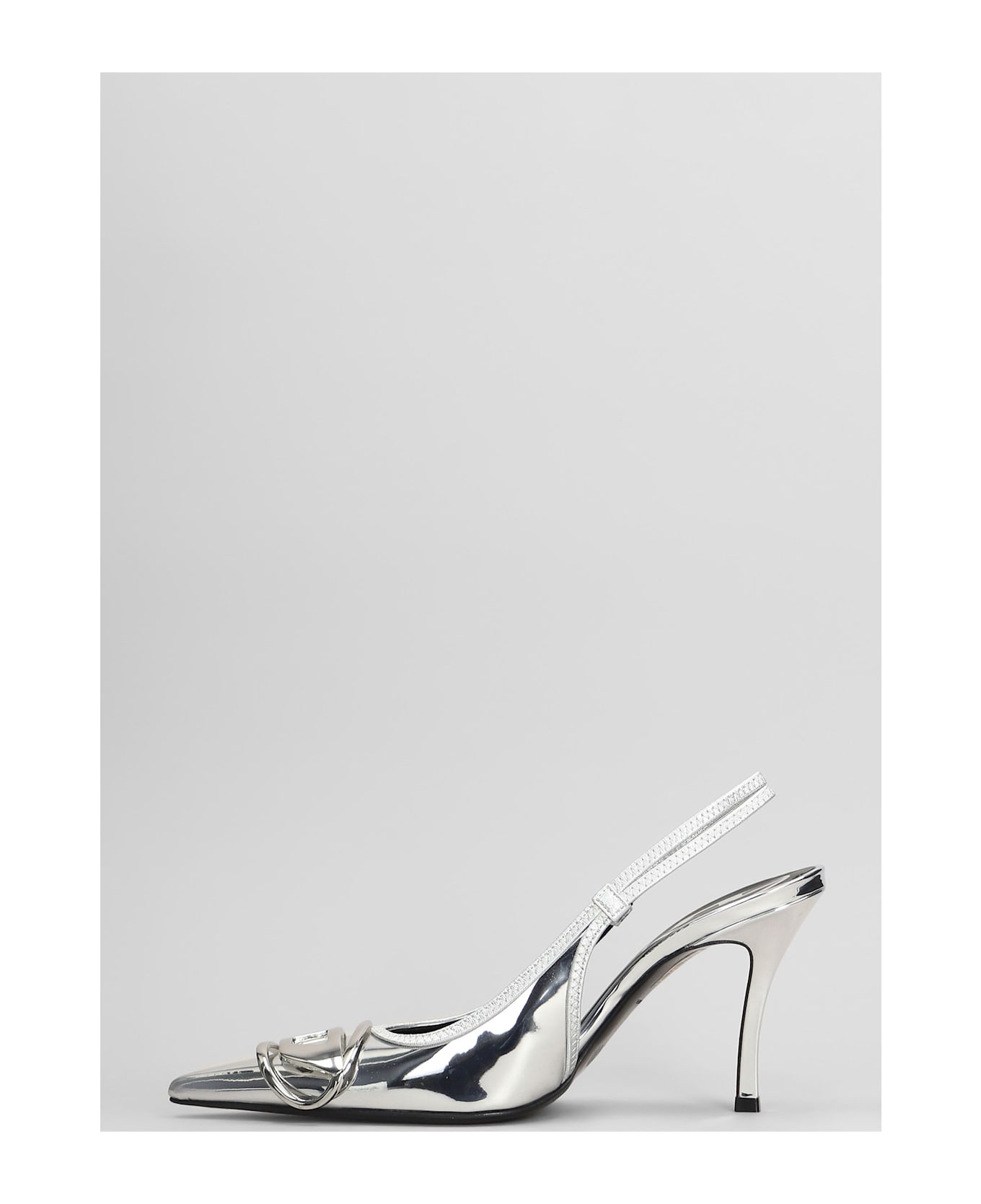 Diesel D Venus Pumps In Silver Leather - silver