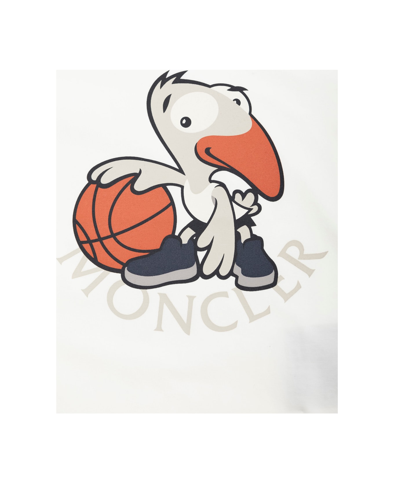 Moncler White T-shirt With Front Print And Logo Patch In Cotton Baby - White