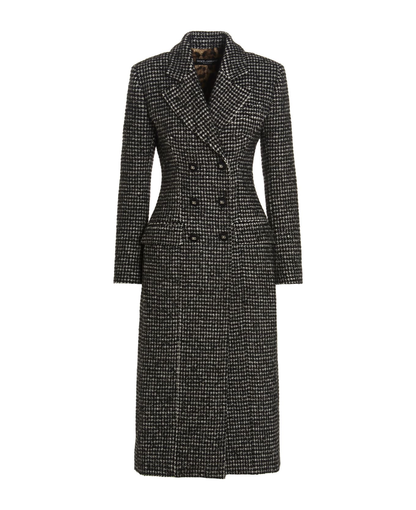 Dolce & Gabbana Houndstooth Coat - White/Black