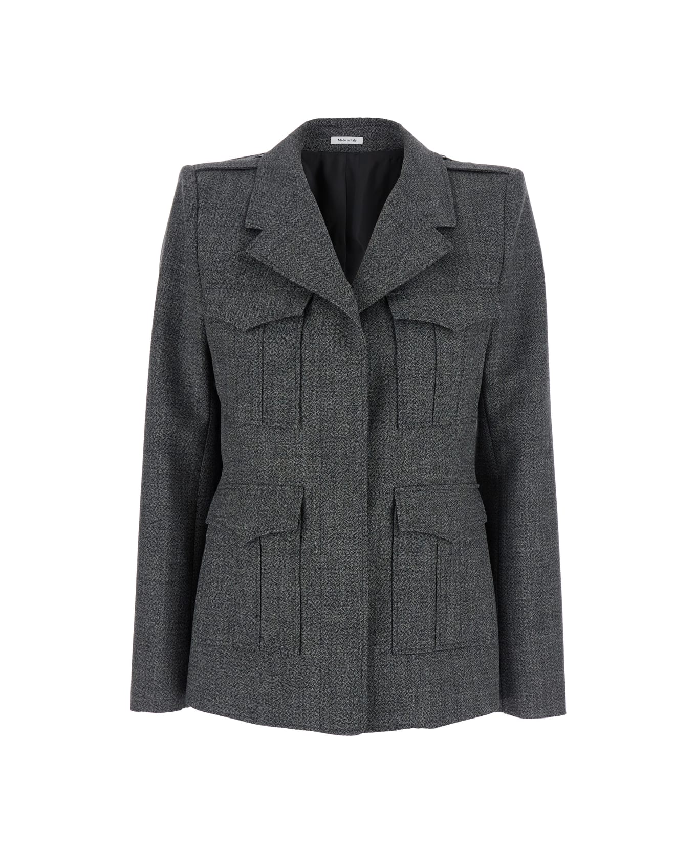 Alexander McQueen Grey Jacket With Wide Notched Revers In Wool Woman - Grey