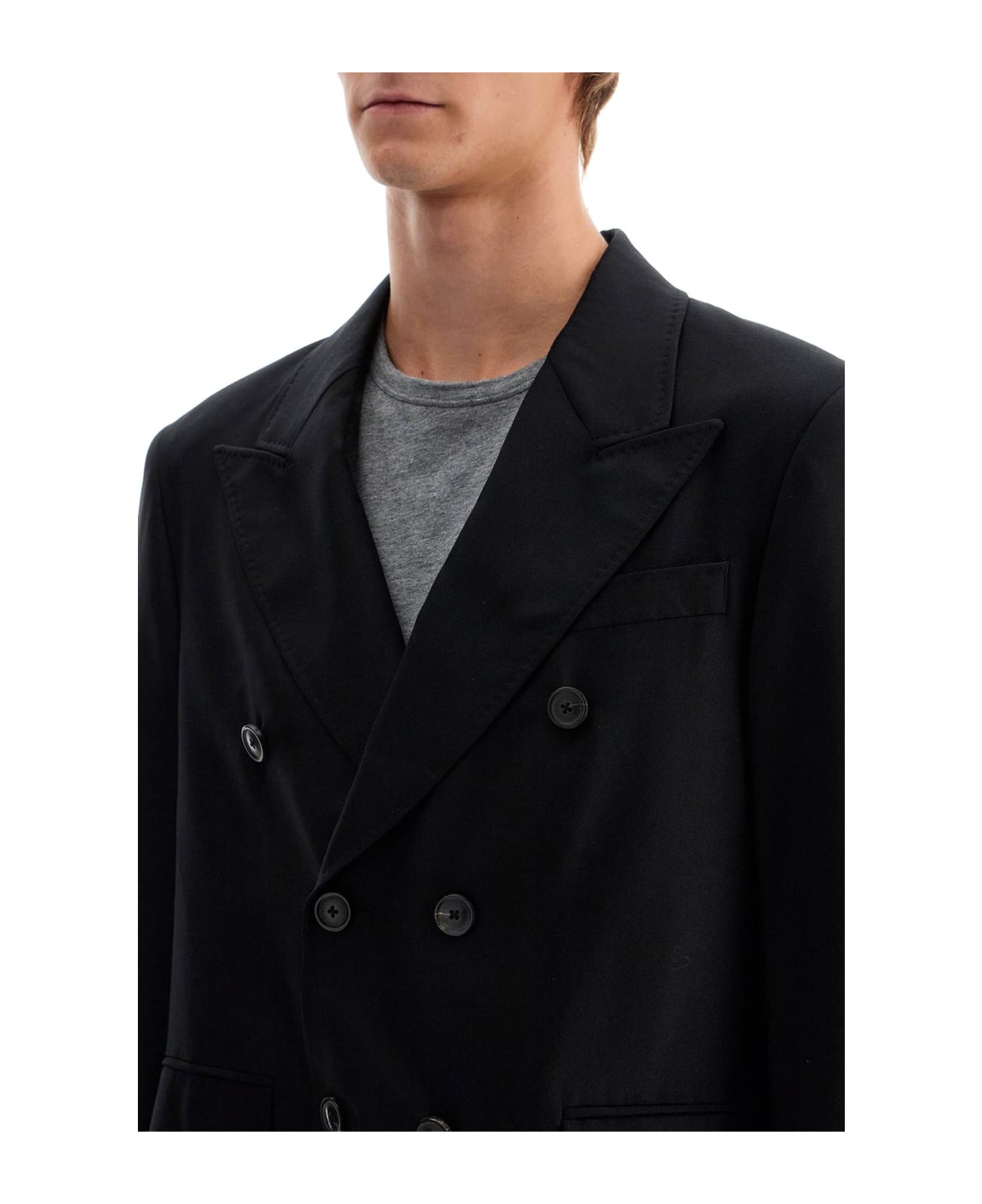 Our Legacy Double-breasted Panama Blazer - BLACK PANAMA WOOL (Black)