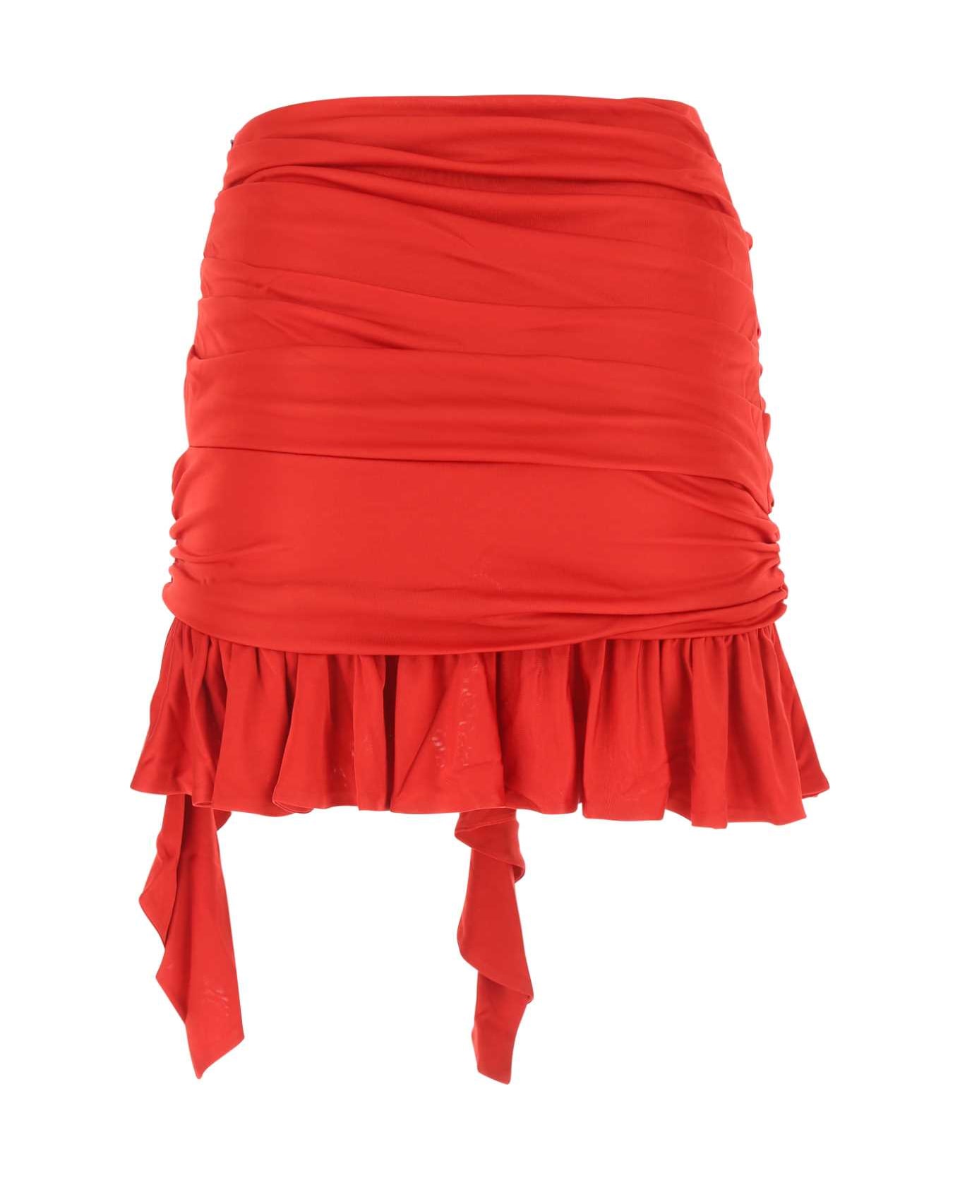 ANDREĀDAMO Red Viscose Mini Skirt - 1107