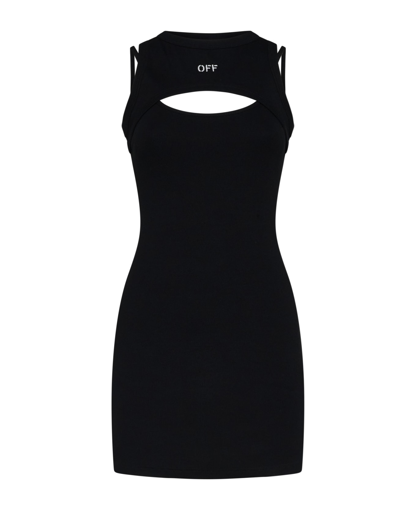 Off-White Black Mini Dress With Logo - Black ワンピース＆ドレス