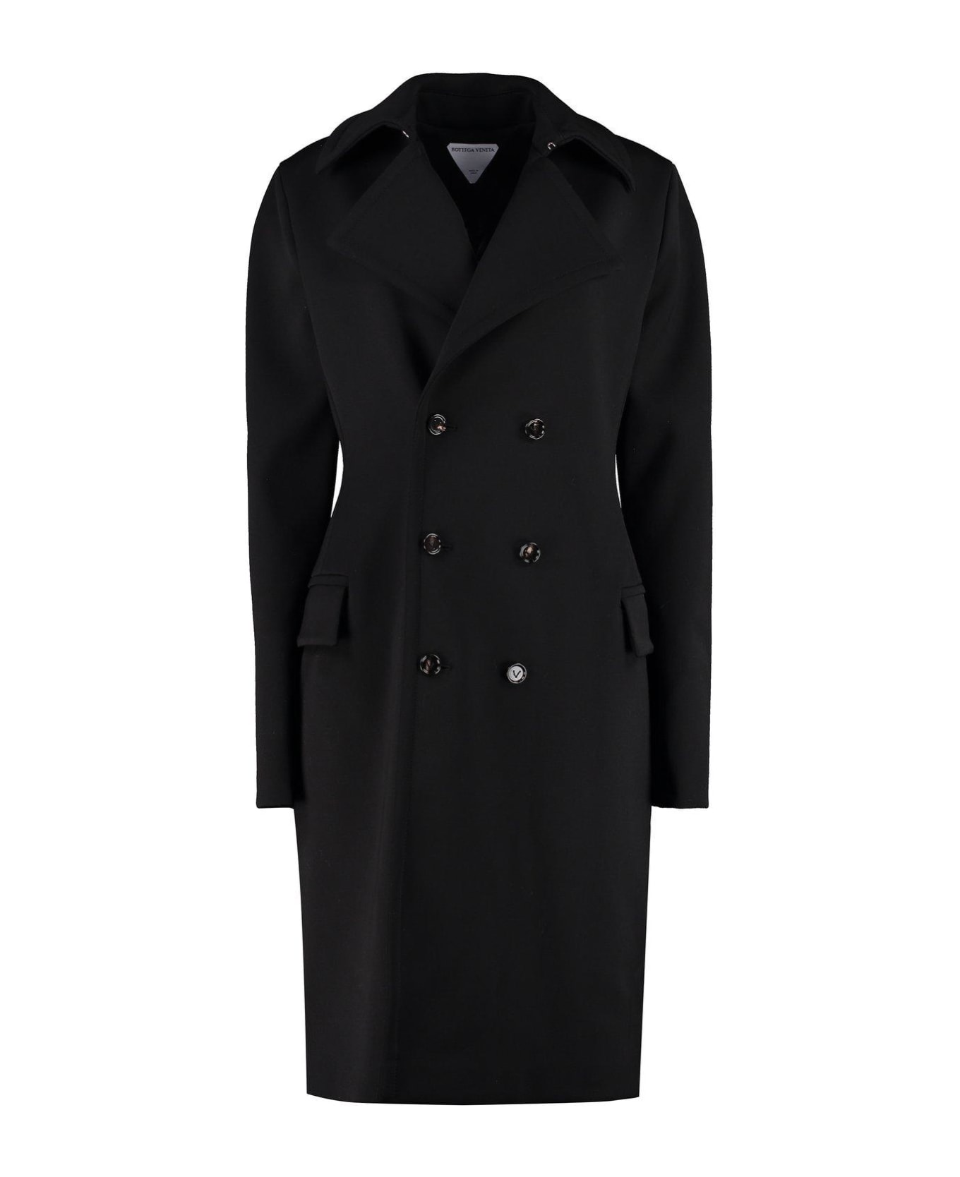 Bottega Veneta Double Breasted Coat - BLACK