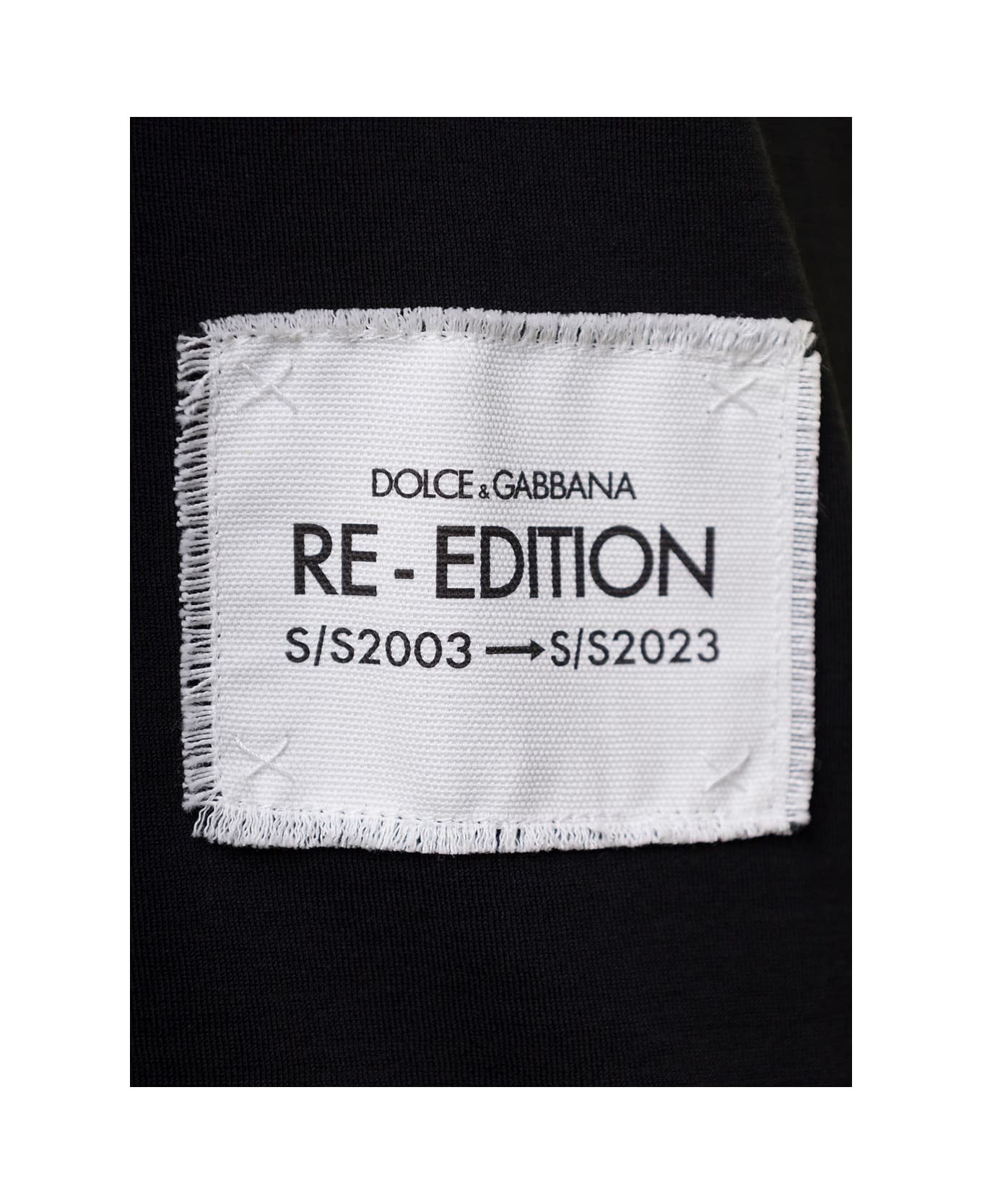 Dolce & Gabbana Black Vest With Logo Patch And Print In Cotton Man - Black