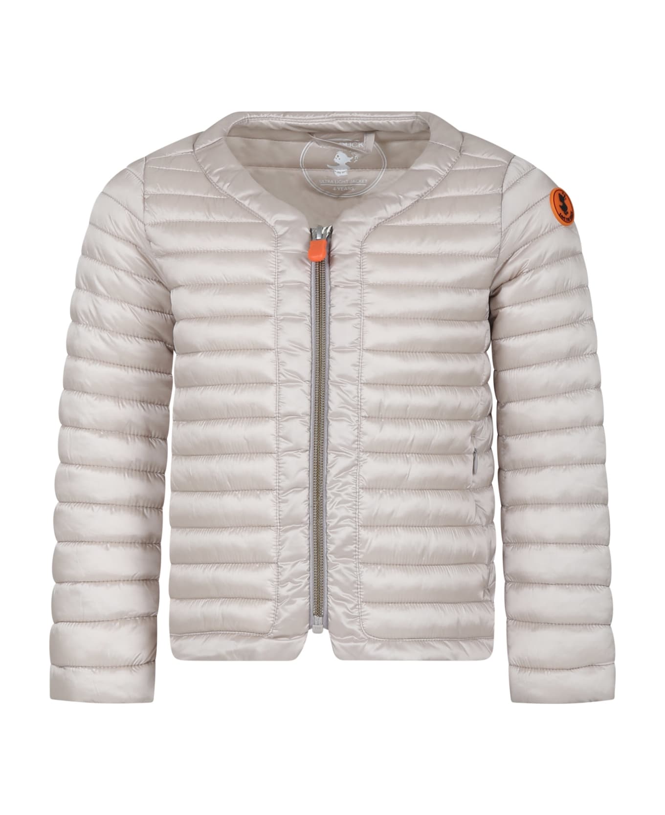 Save the Duck Beige Vela Down Jacket For Girl With Logo - Beige