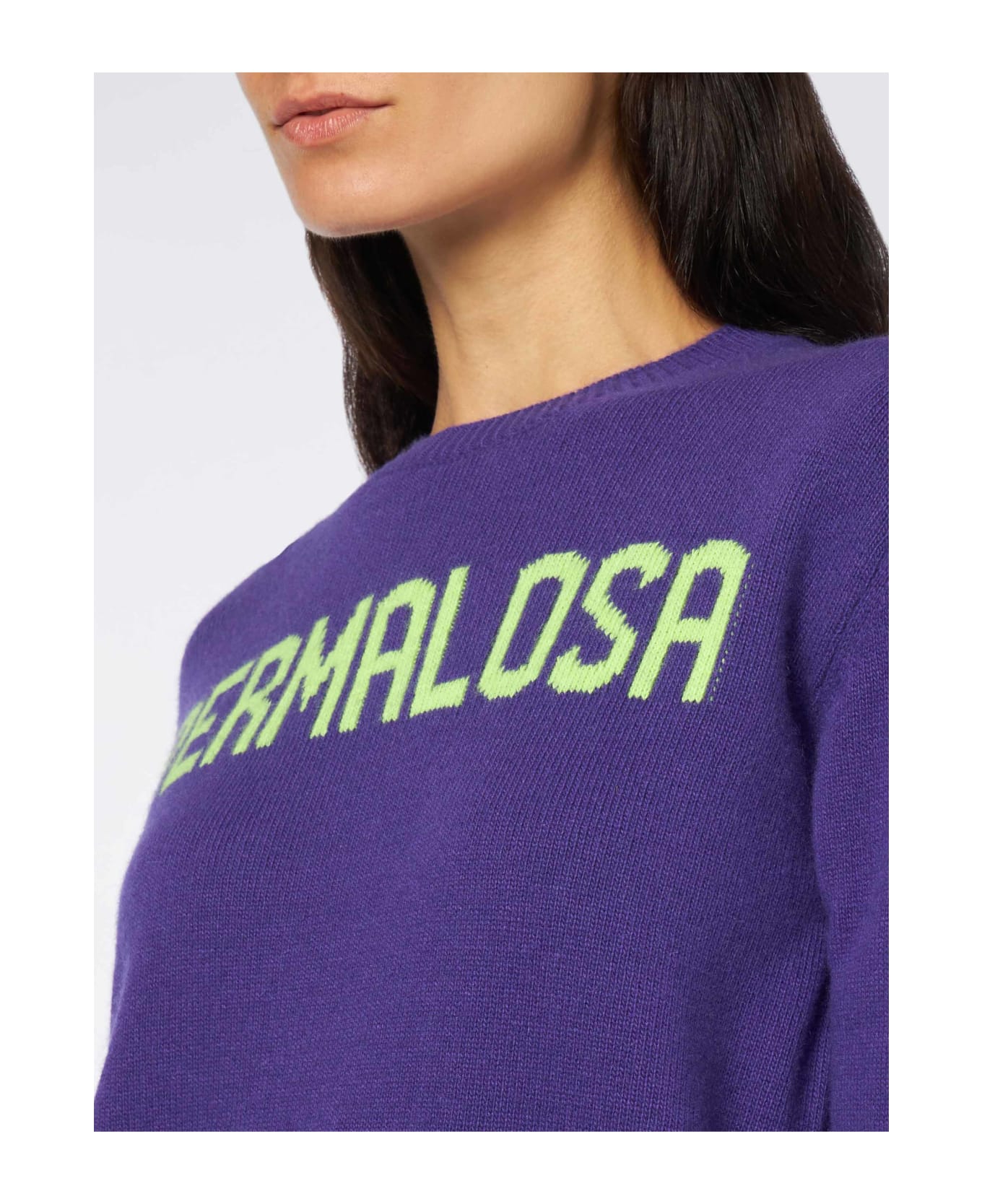 MC2 Saint Barth Woman Crewneck Purple Sweater With Permalosa Print - PINK