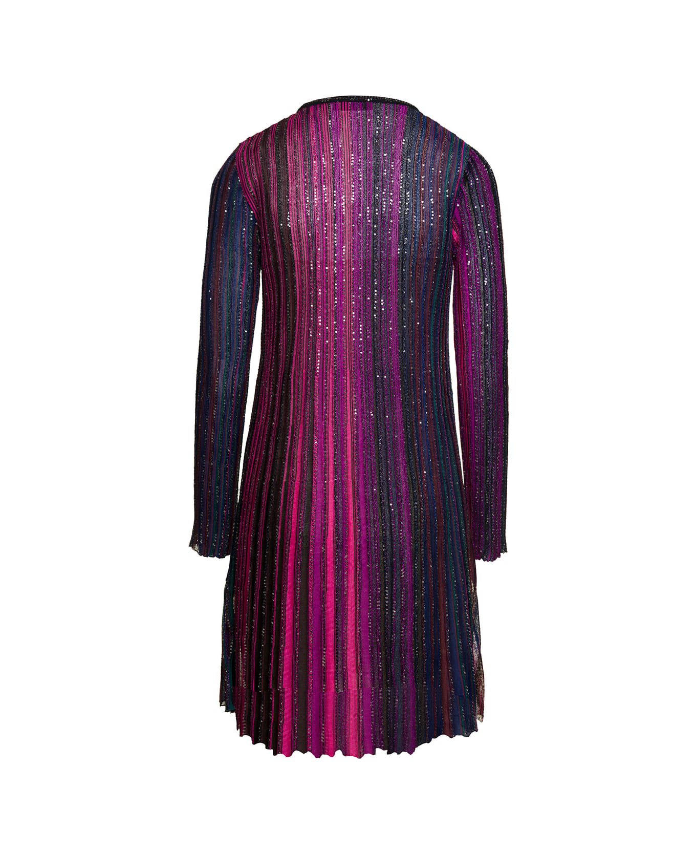 Missoni Multicolor Partialized Knit With Sequin Long Sleeves Mini Dress - N Black Viole