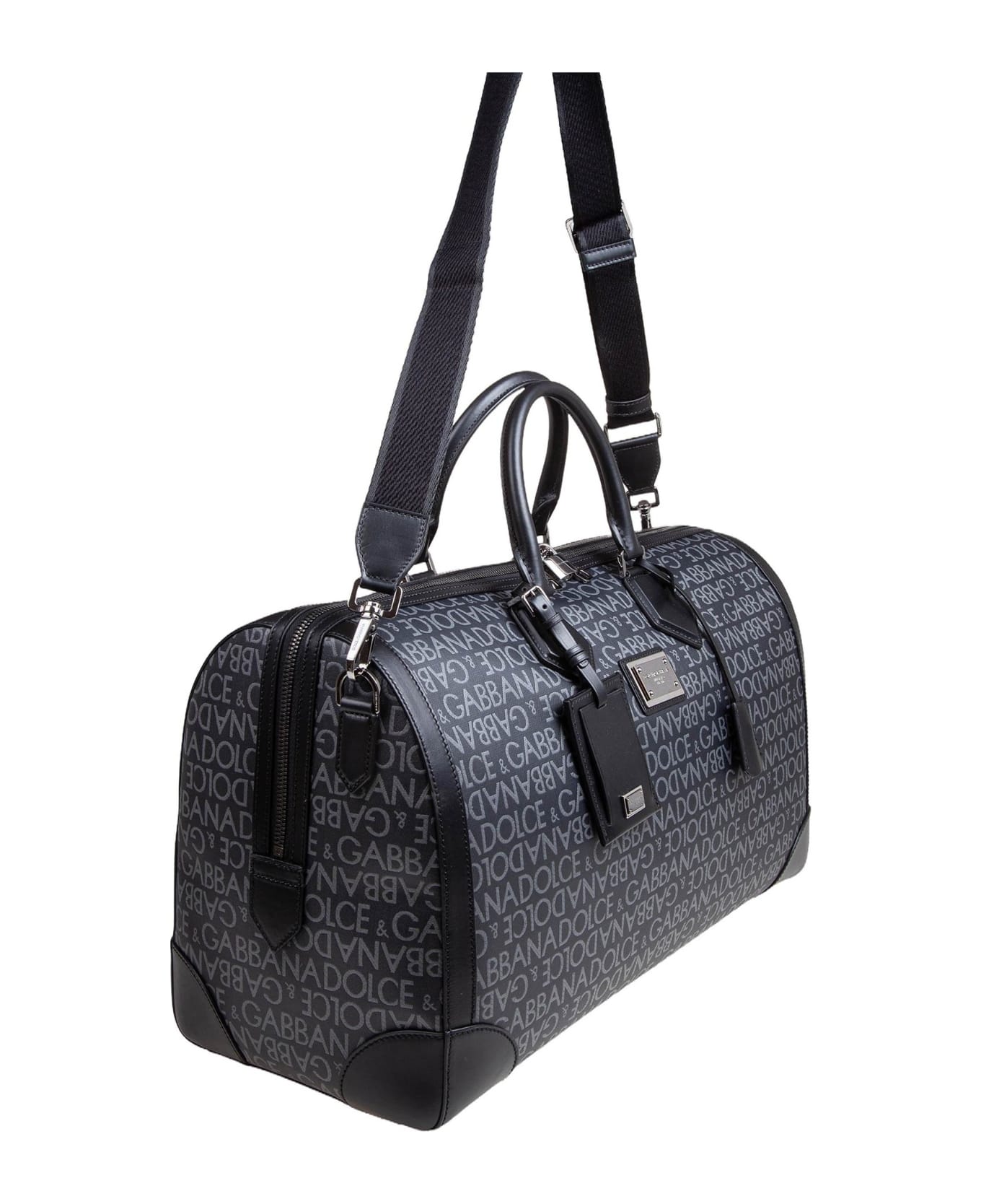 Dolce & Gabbana Allover Logo Duffle Bag - Black / Grey