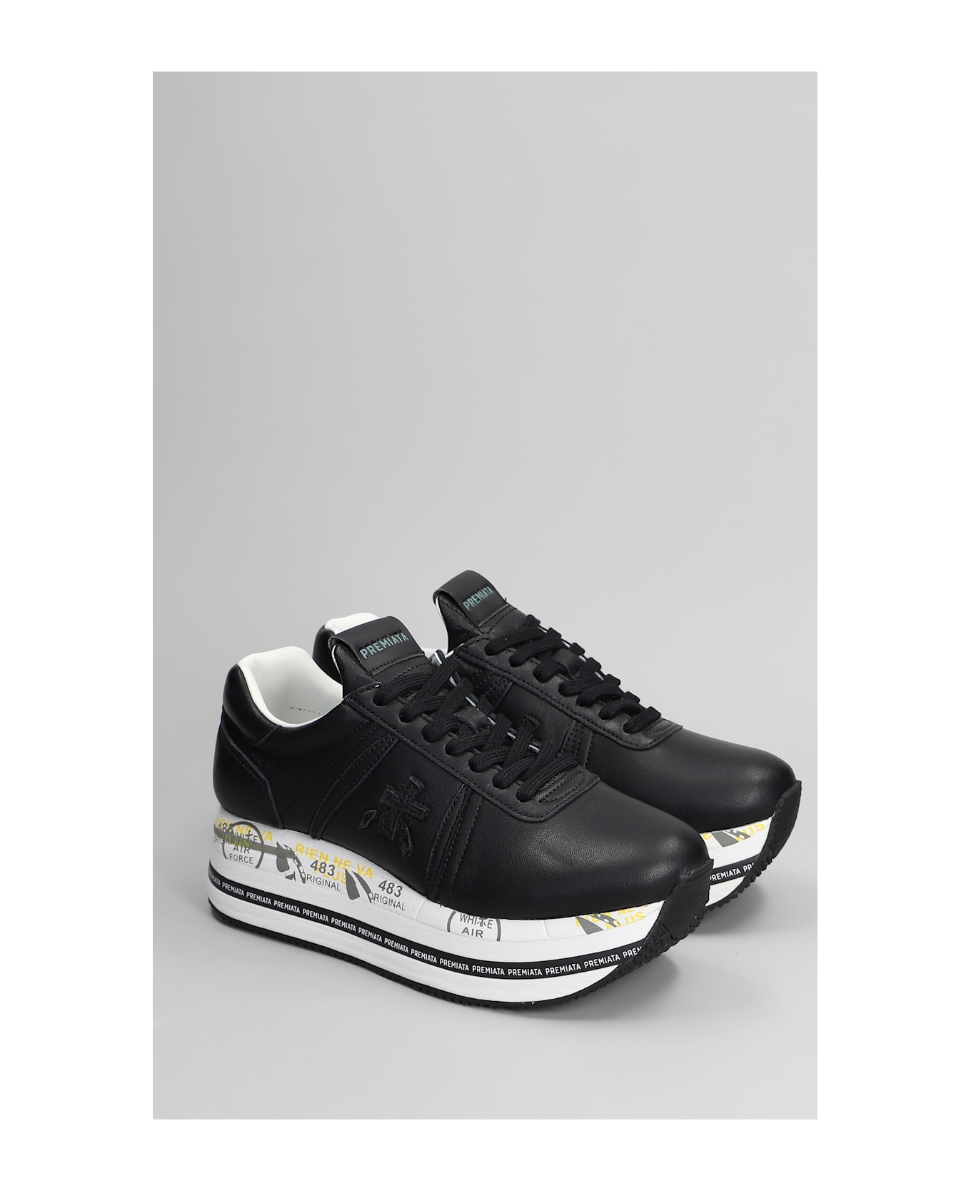 Premiata Beth Sneakers In Black Leather - black