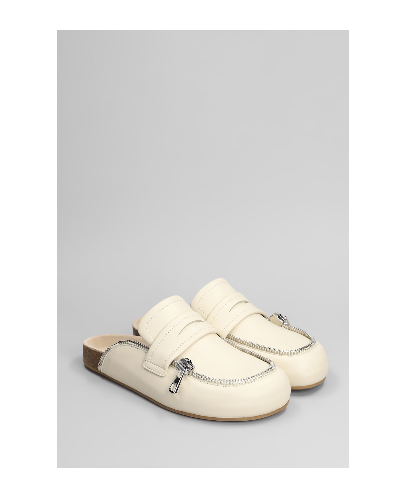 J.W. Anderson Biker Loafer Slipper-mule In Beige Leather - beige