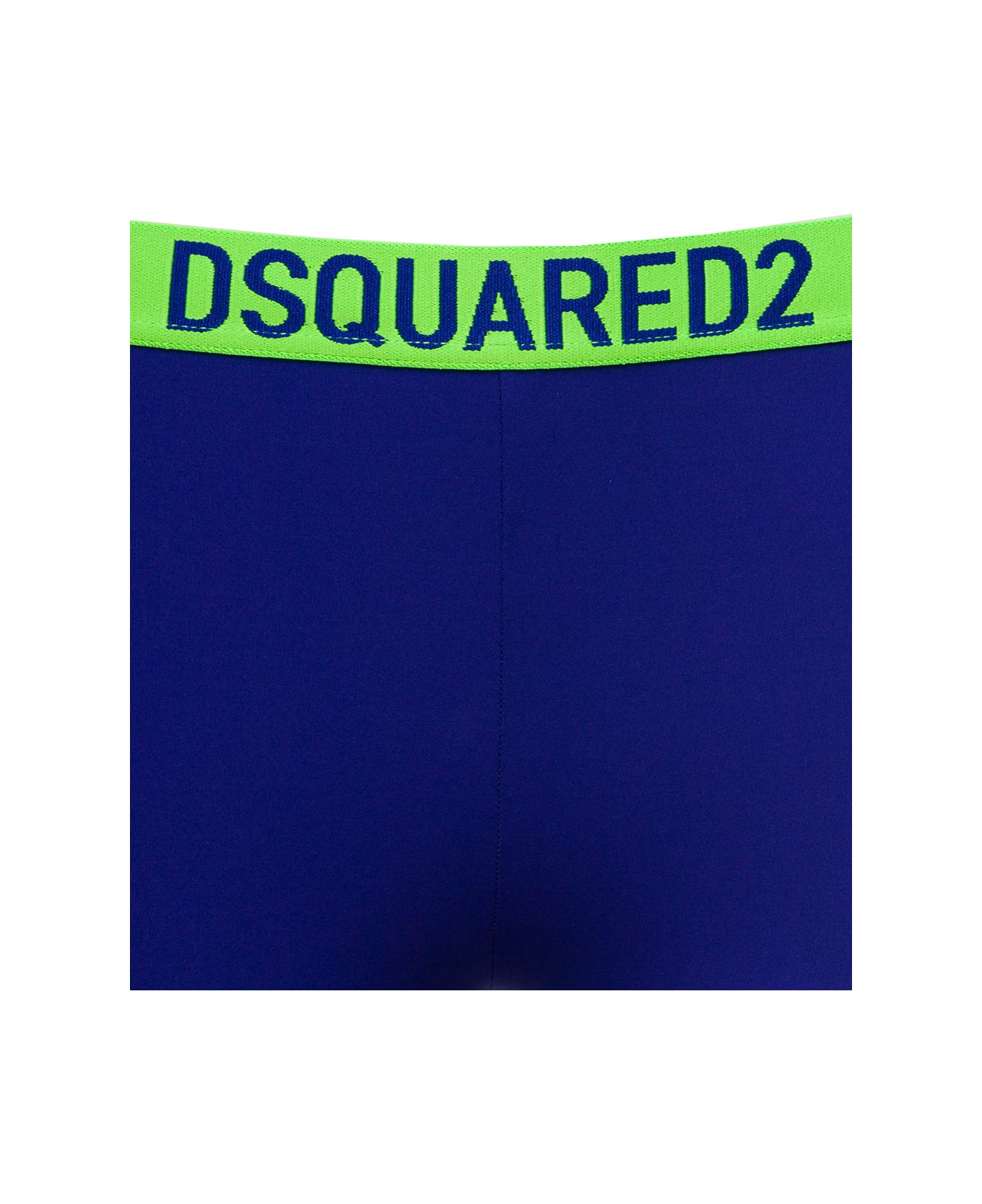 Dsquared2 Blue And Bright Green Biker Shorts With Logo Waistband In Stretch Polyamide Woman D-sqaured2 - Blu ショーツ