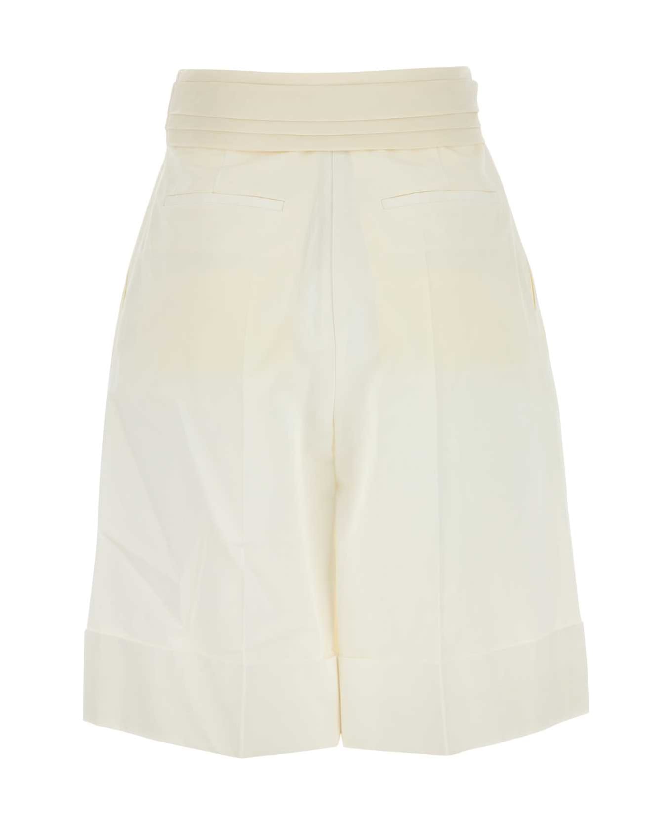 Valentino Garavani White Cotton Blend Bermuda Shorts - AVORIO