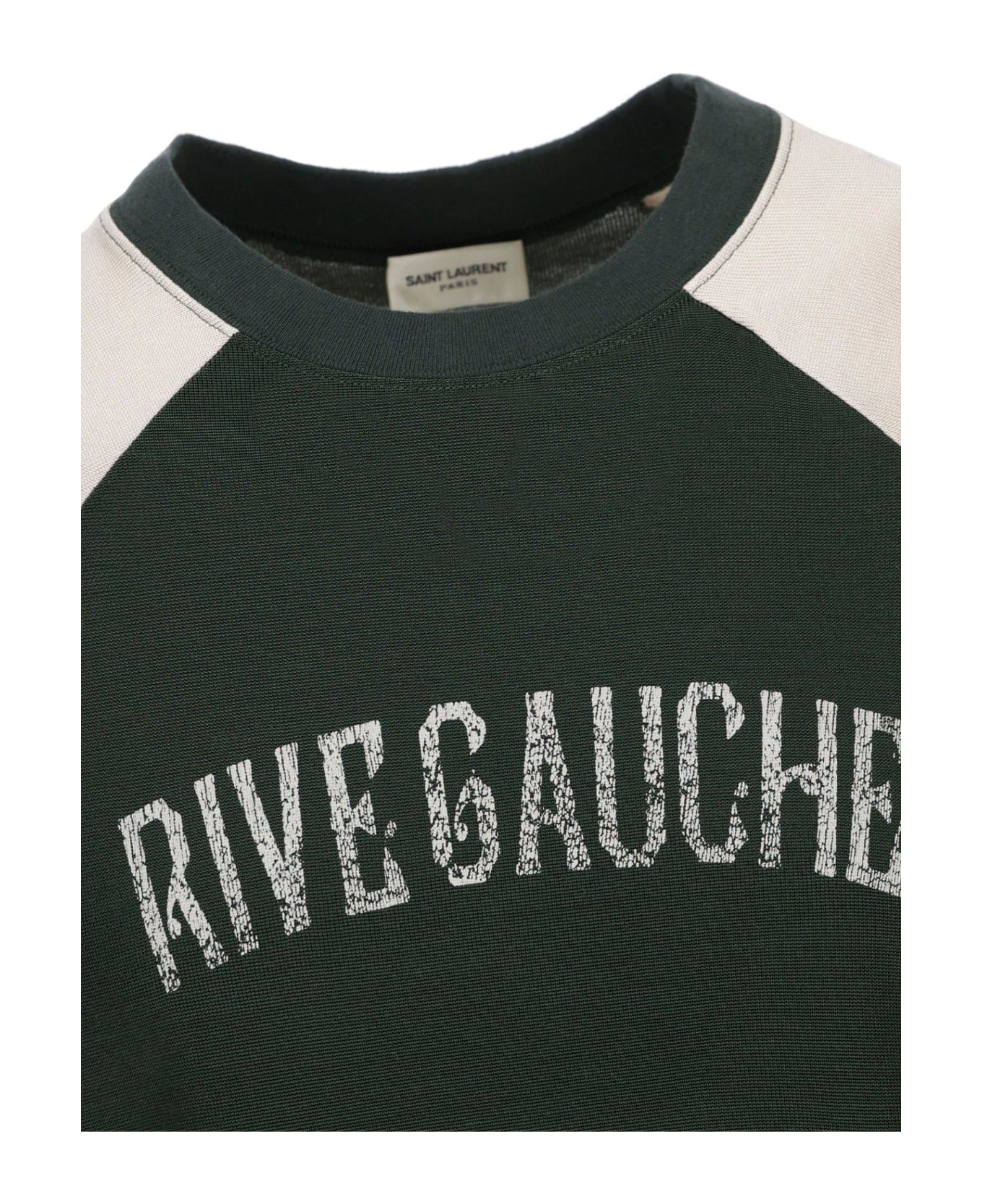 Saint Laurent Crewneck Short-sleeved T-shirt - Verde grigio