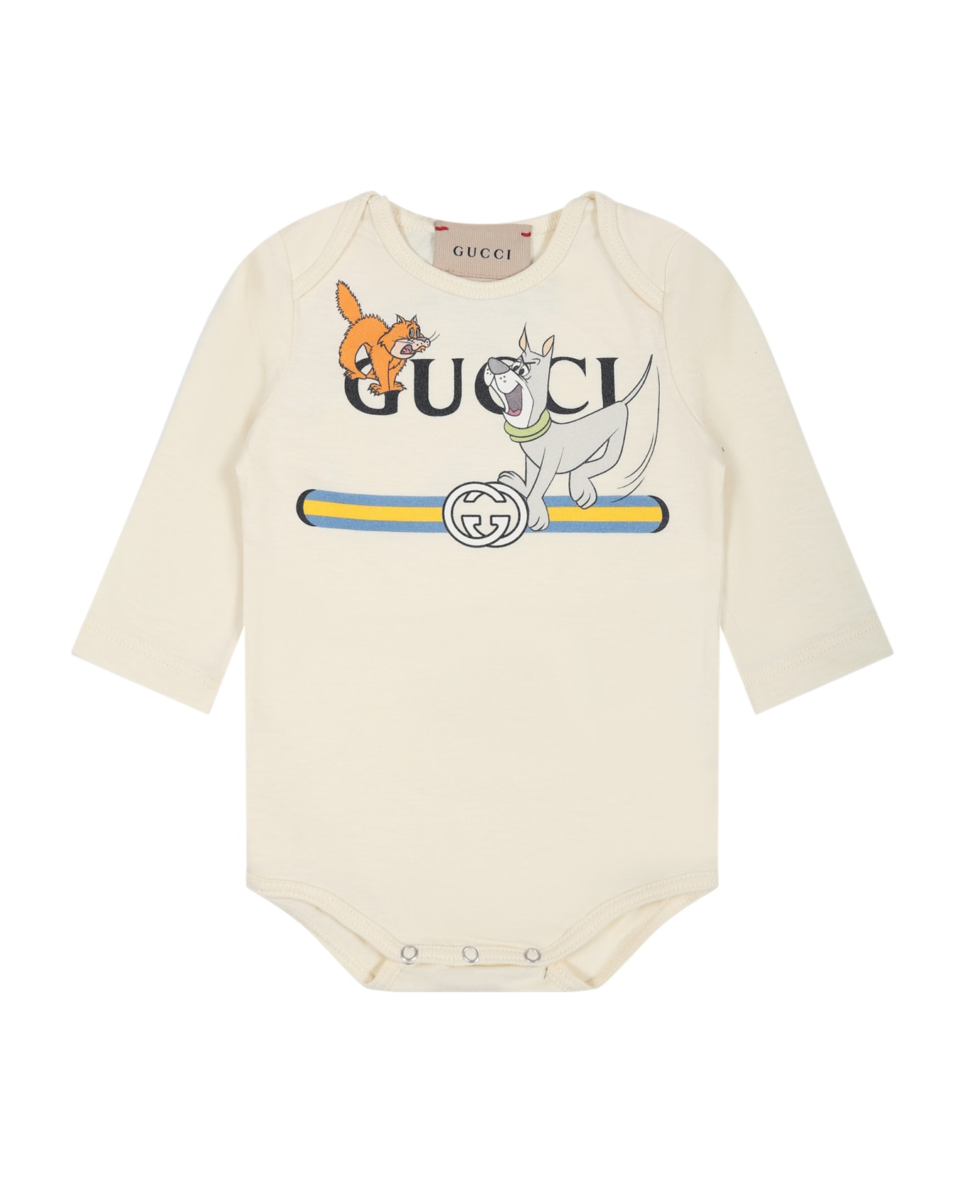 Gucci Ivory Set For Baby Kids With Animals And Logo - Ivory