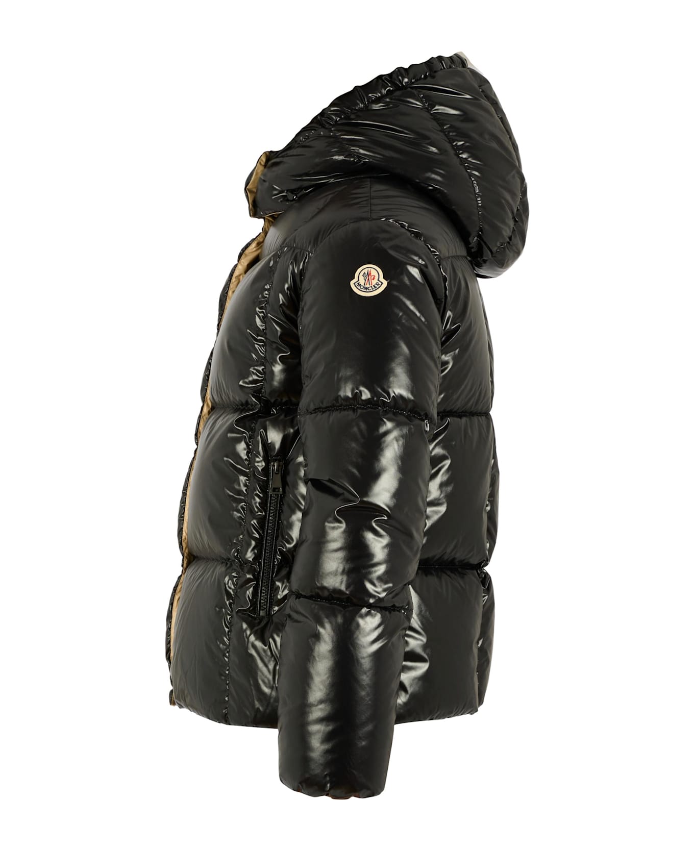 Moncler Black Parana Down Jacket For Girl With Logo - Black