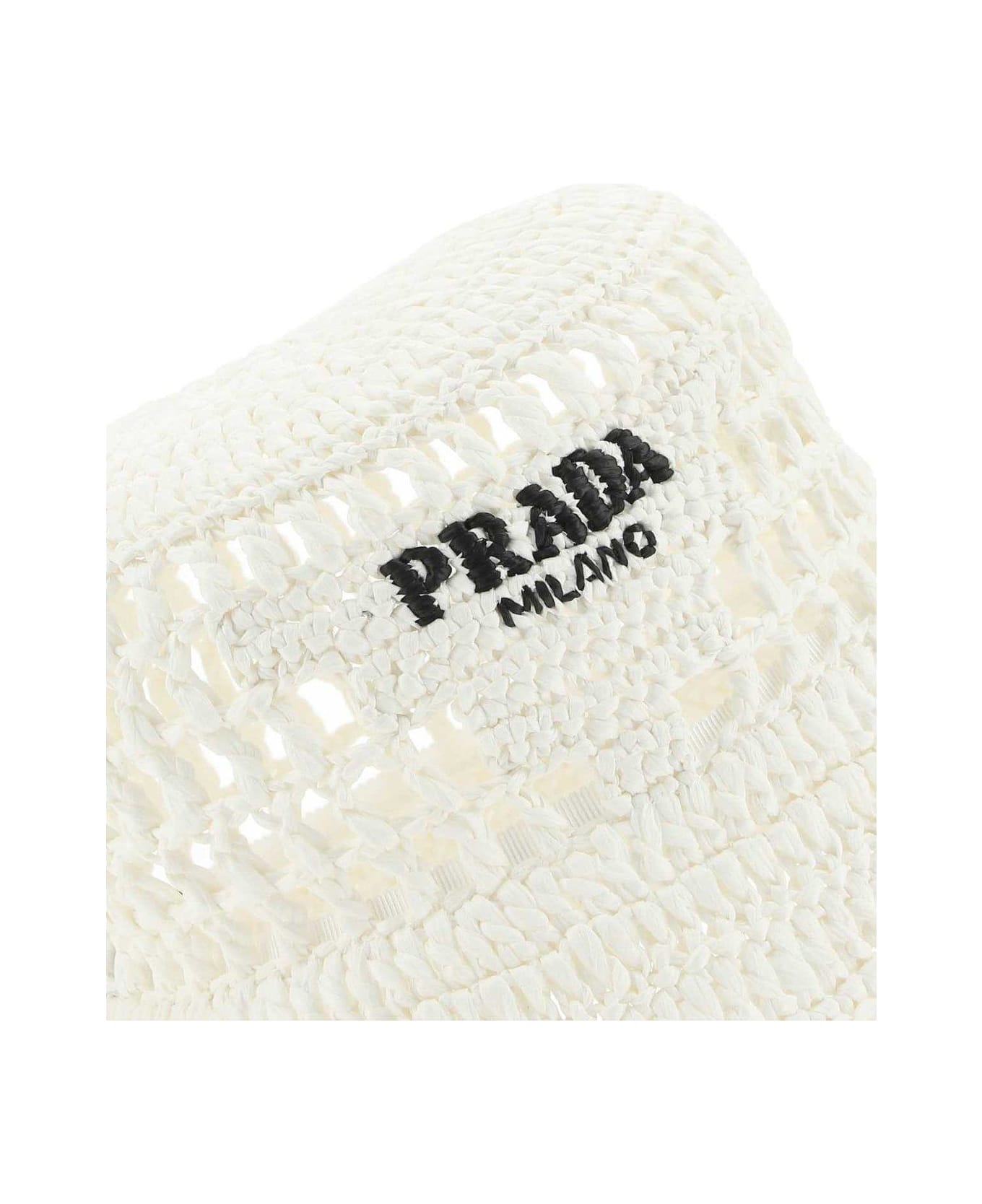 Prada Logo Embroidered Woven Bucket Hat - F0009