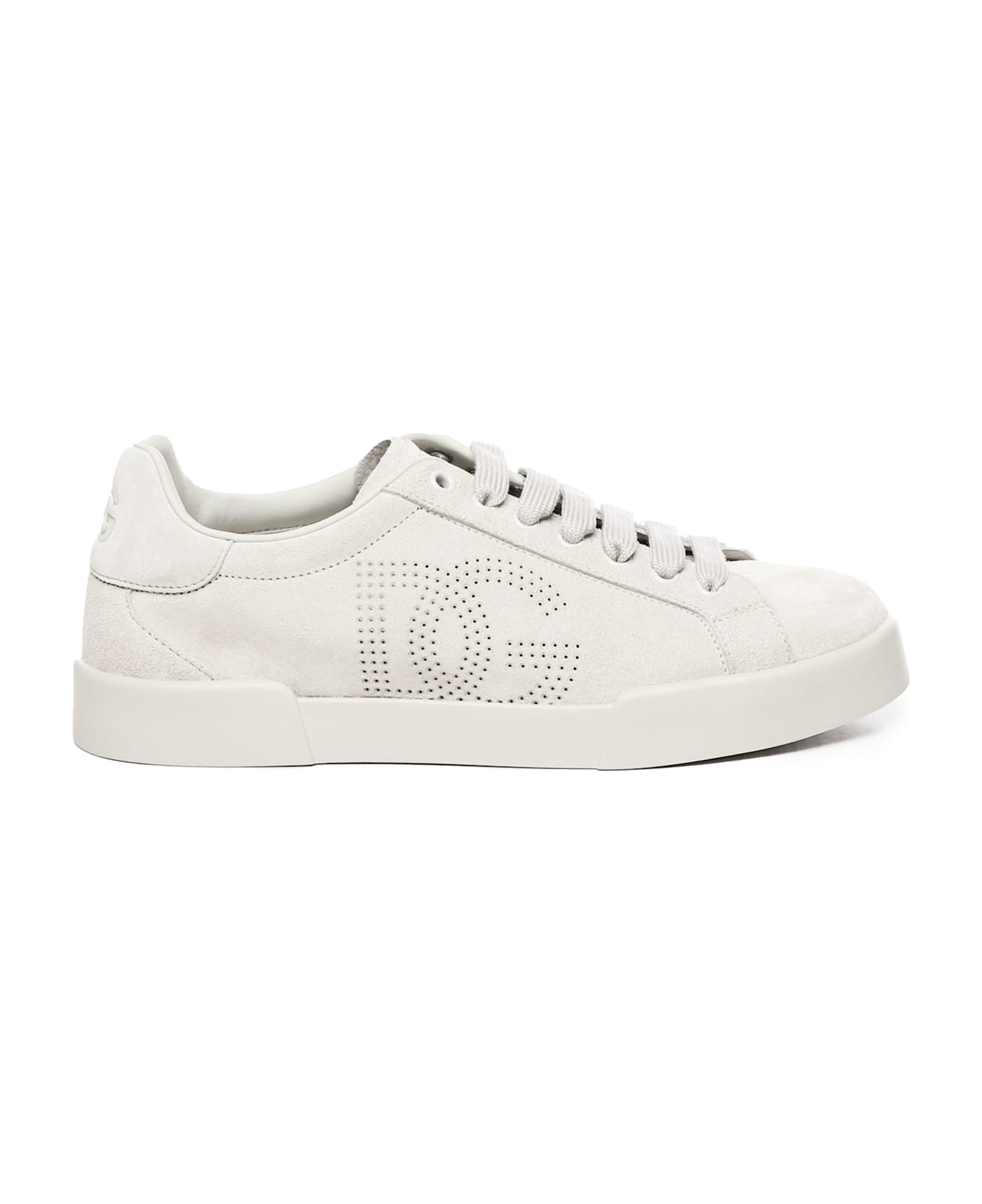 Dolce & Gabbana Portofino Sneaker In Calfskin - Alluminio