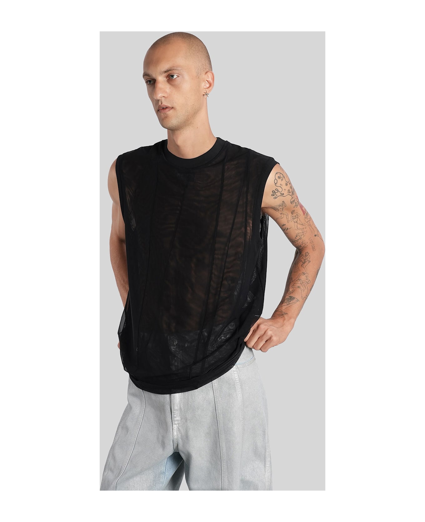 Mugler Tank Top In Black Polyamide - black