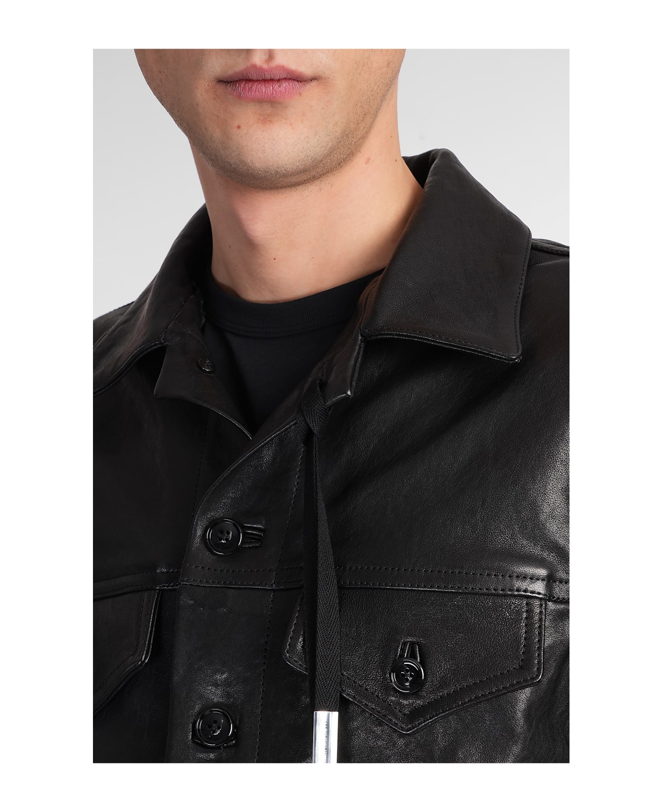 Ann Demeulemeester Ebbe Leather Jacket In Black Leather - black