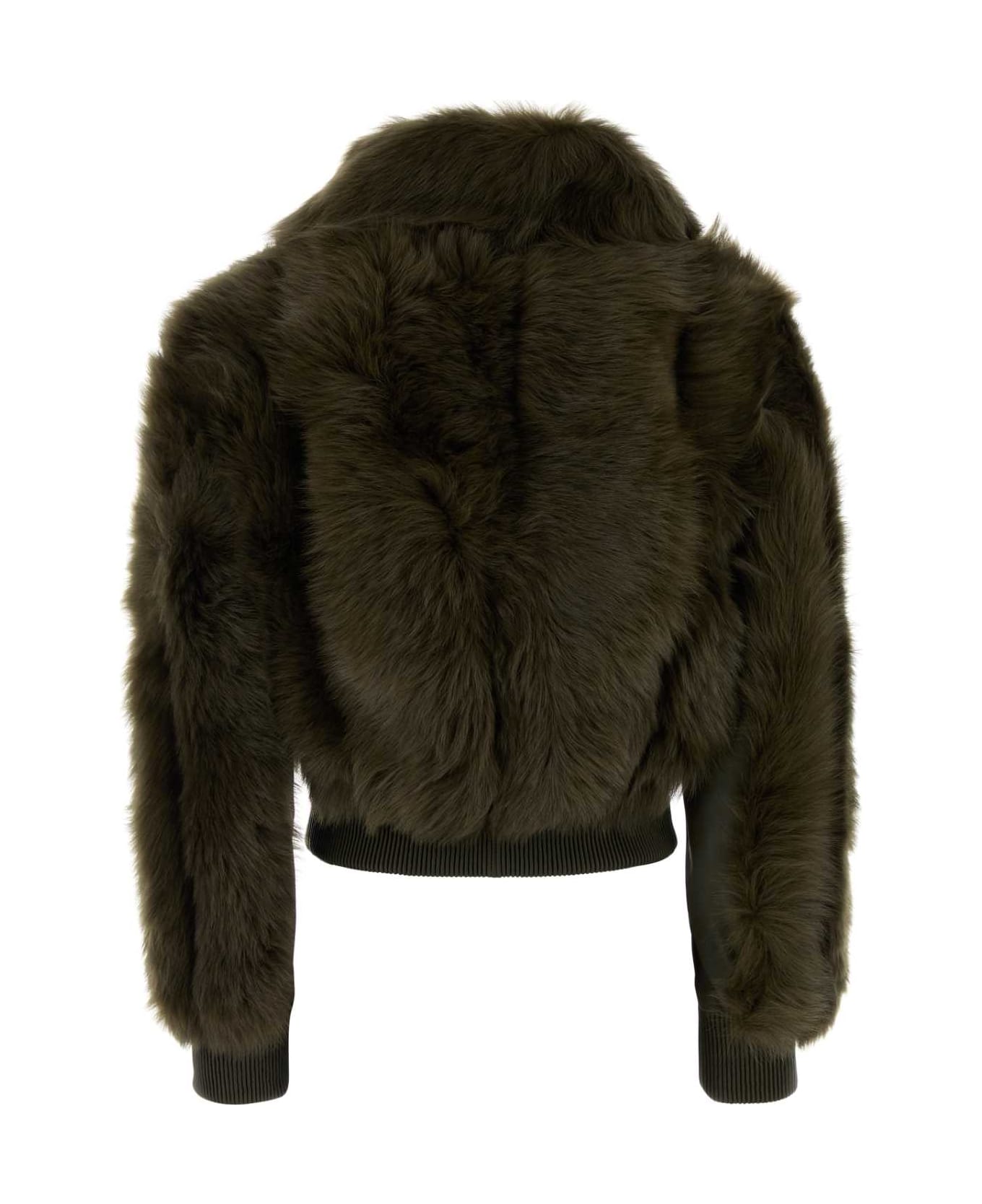 Zimmermann Olive Green Shearling Hypnotic Bomber Jacket - Olive