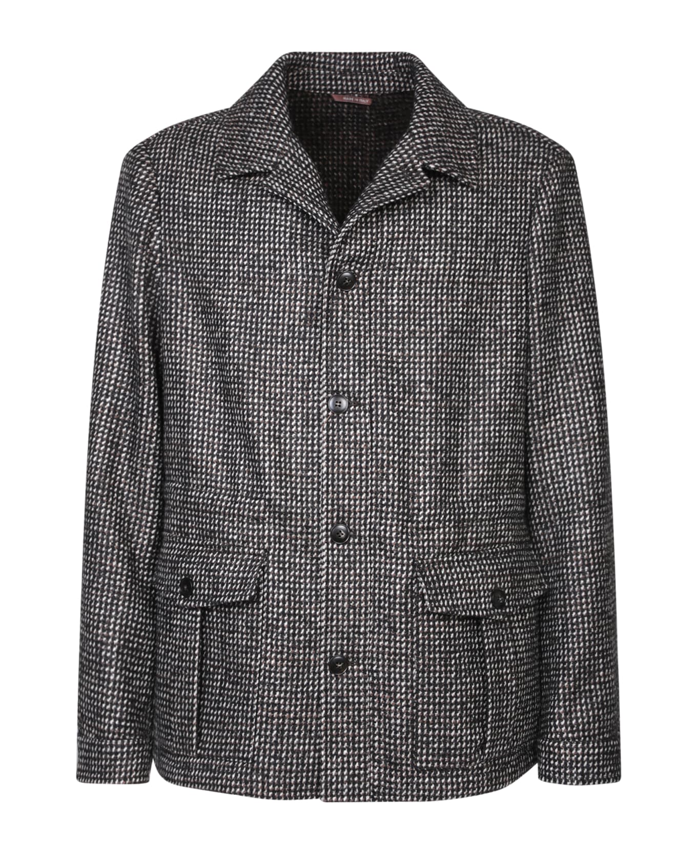 Canali Sahariana Jacket In Black And White - Blue