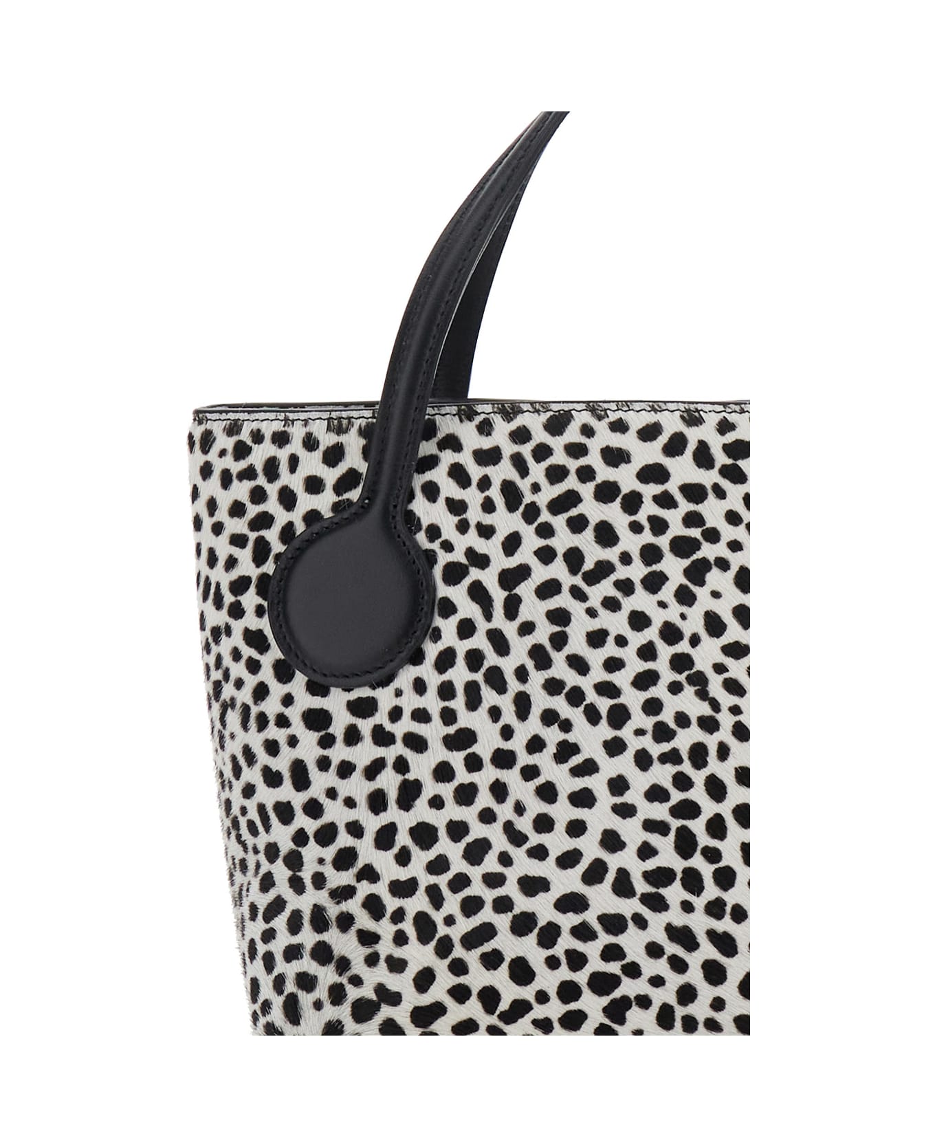 Little Liffner 'sprout' Black And White Shoulder Bag With All-over Animal Motif In Leather Woman - White/black