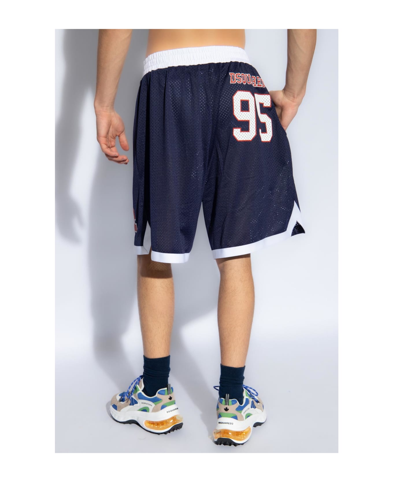 Dsquared2 Mesh Fabric Shorts With Logos - NAVY BLUE
