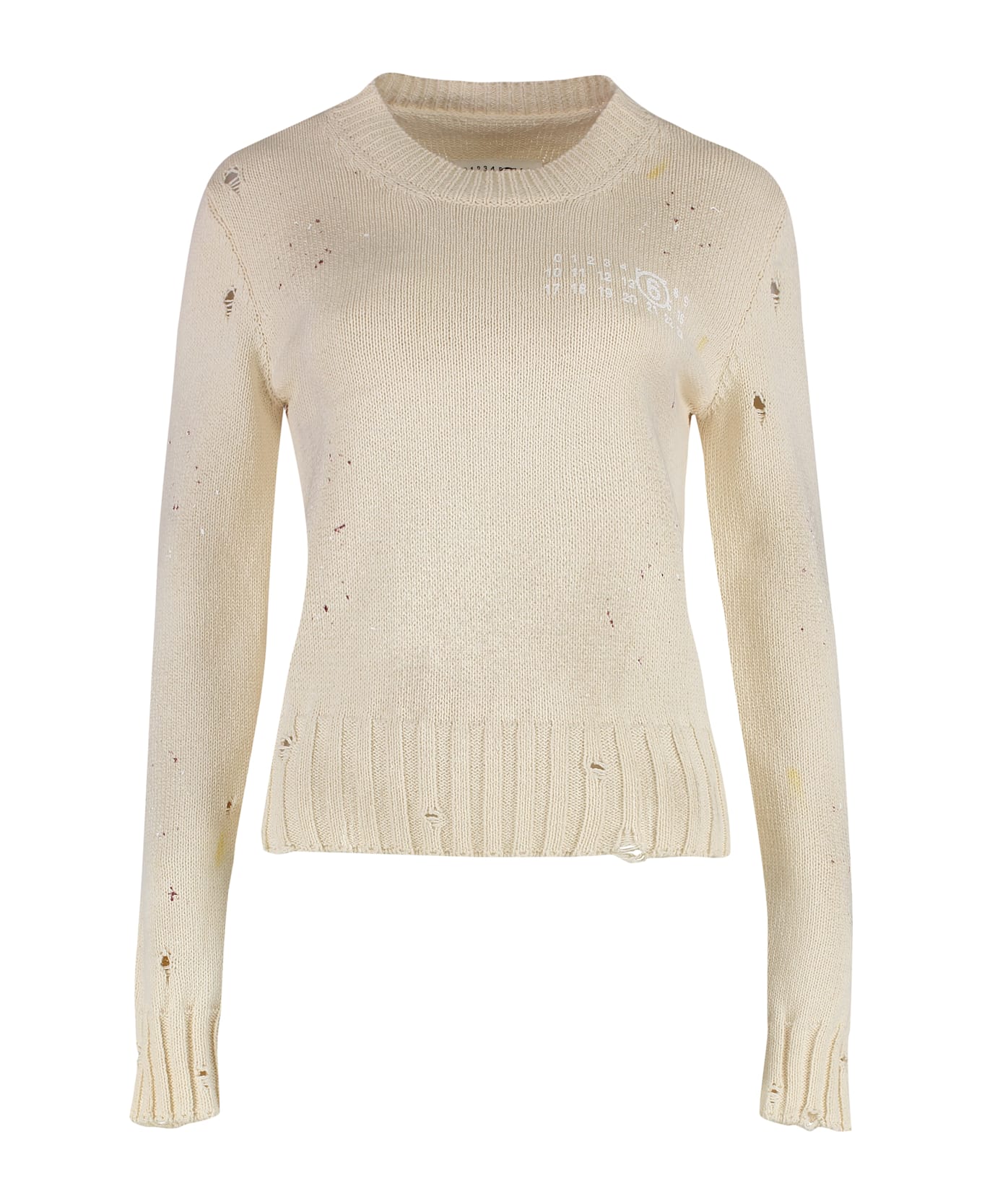 MM6 Maison Margiela Cotton Crew-neck Sweater - panna