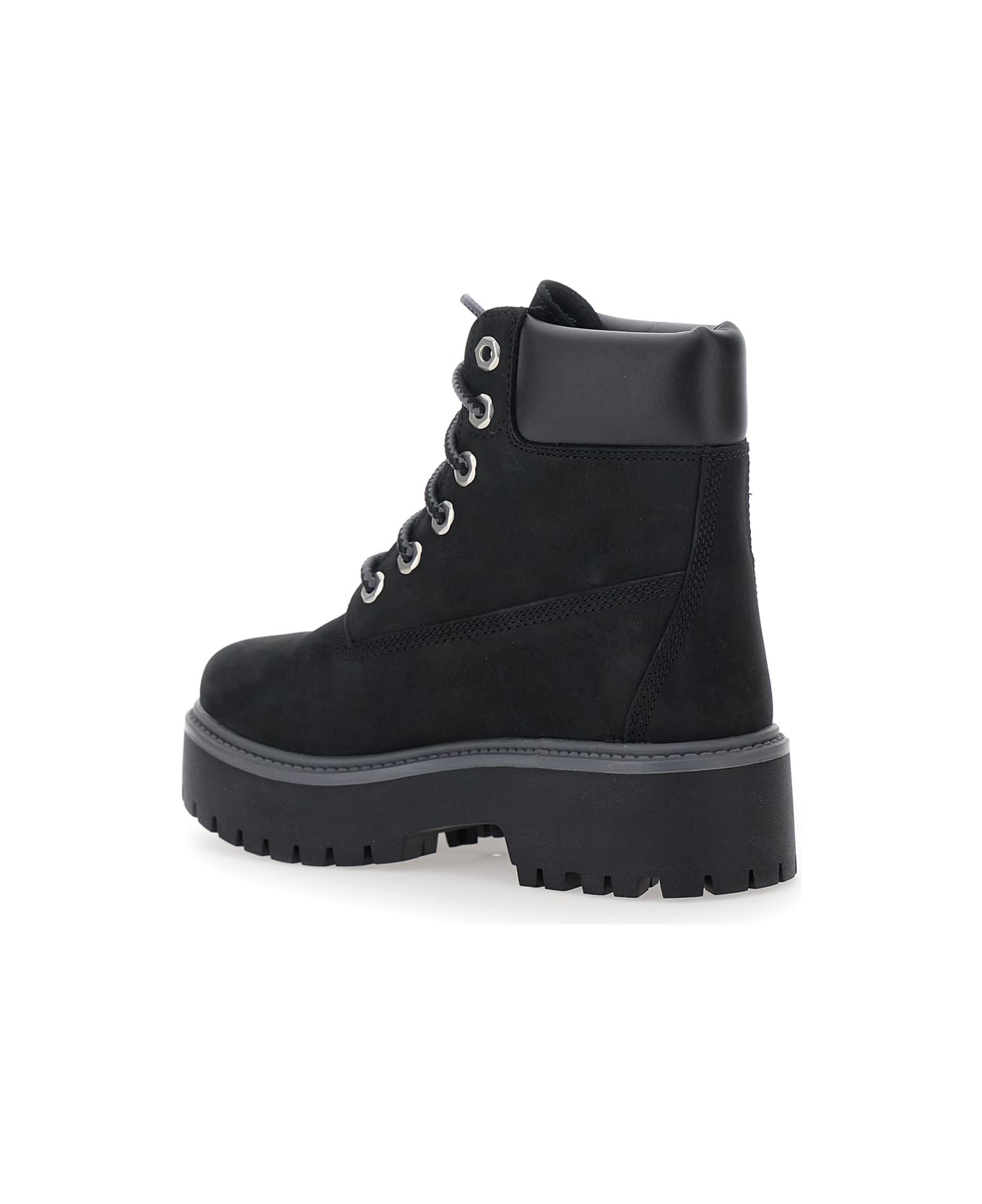 Timberland Black Water-proof Boots With Logo Plate In Leather Woman - Black