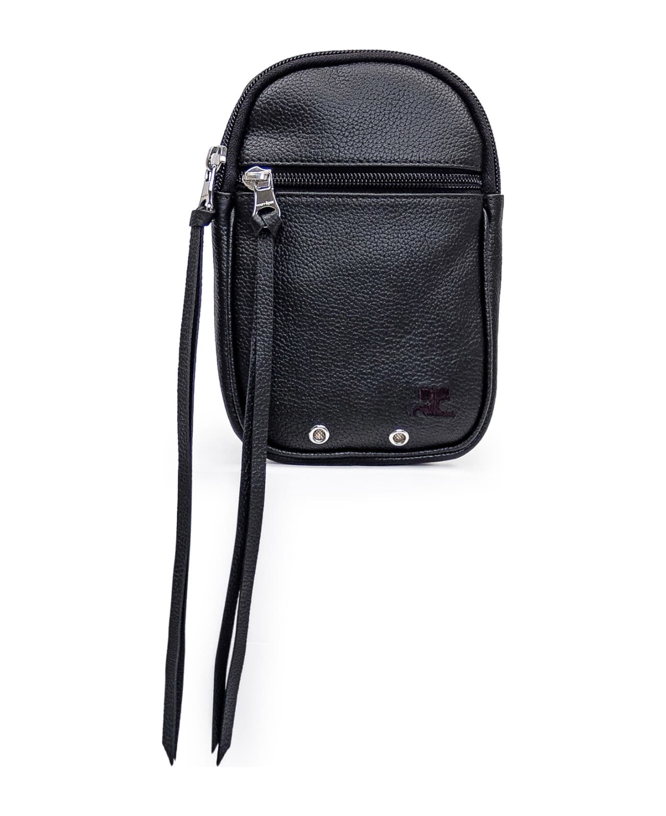 Courrèges Leather Crossbody Bag - BLACK