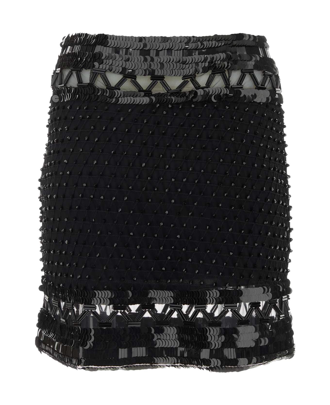 Alberta Ferretti Embellished Mesh Mini Skirt - NERO