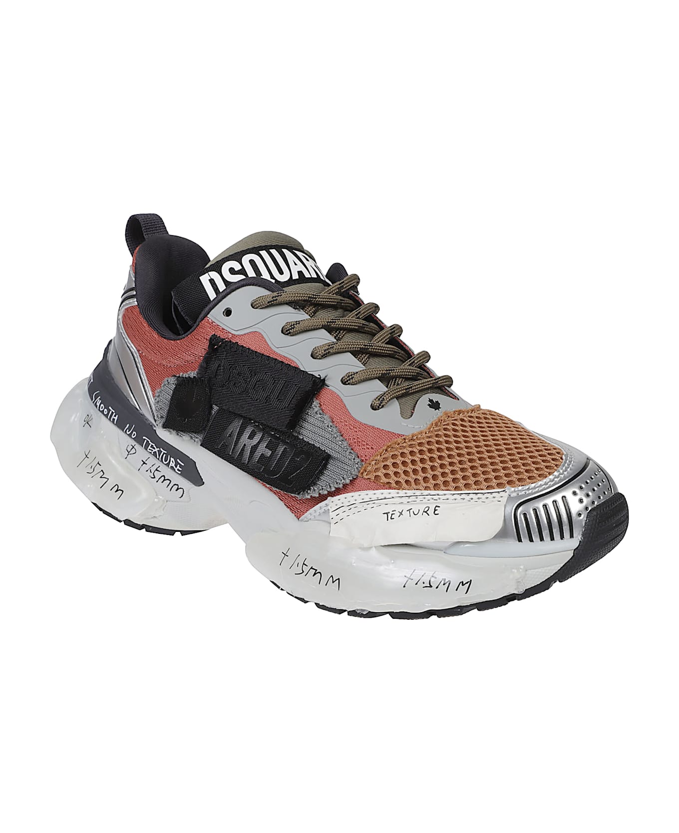 Dsquared2 Faster Lace-up Low Top Sneakers - Beige/verde Militare/ruggine/silver
