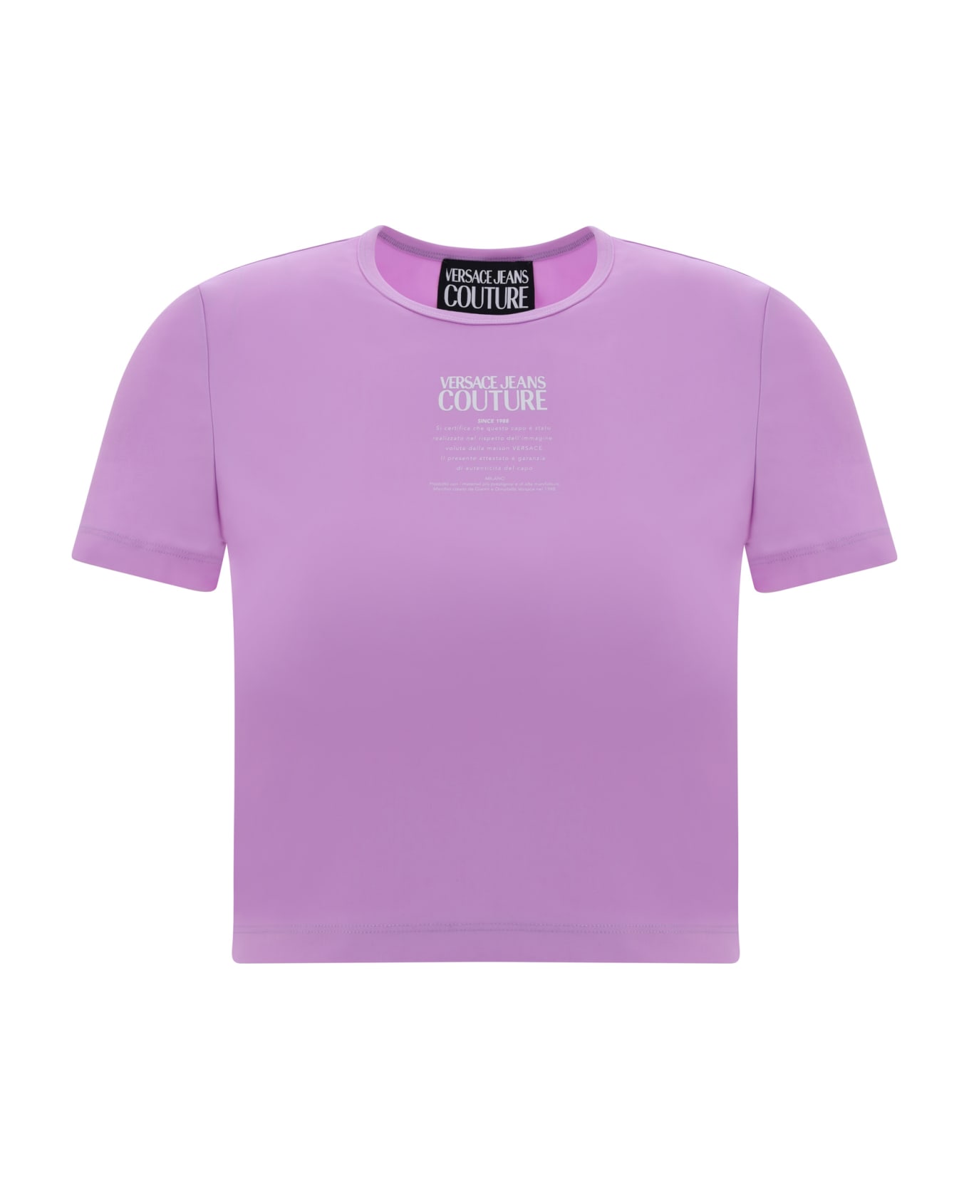 Versace Jeans Couture Logo-printed Crewneck Cropped T-shirt - Lilac